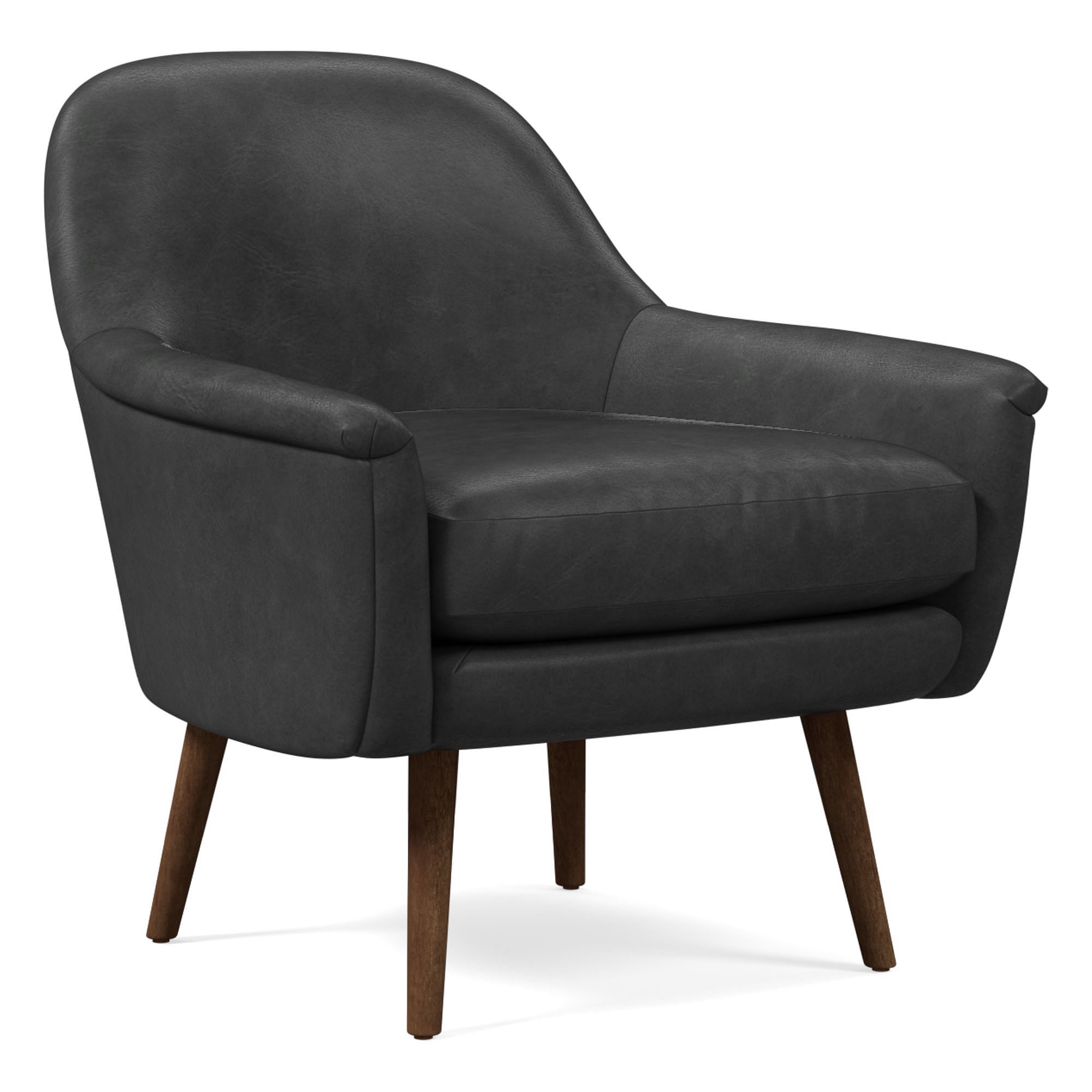 Phoebe Midcentury Chair, Poly, Halo Leather, Banker, Pecan