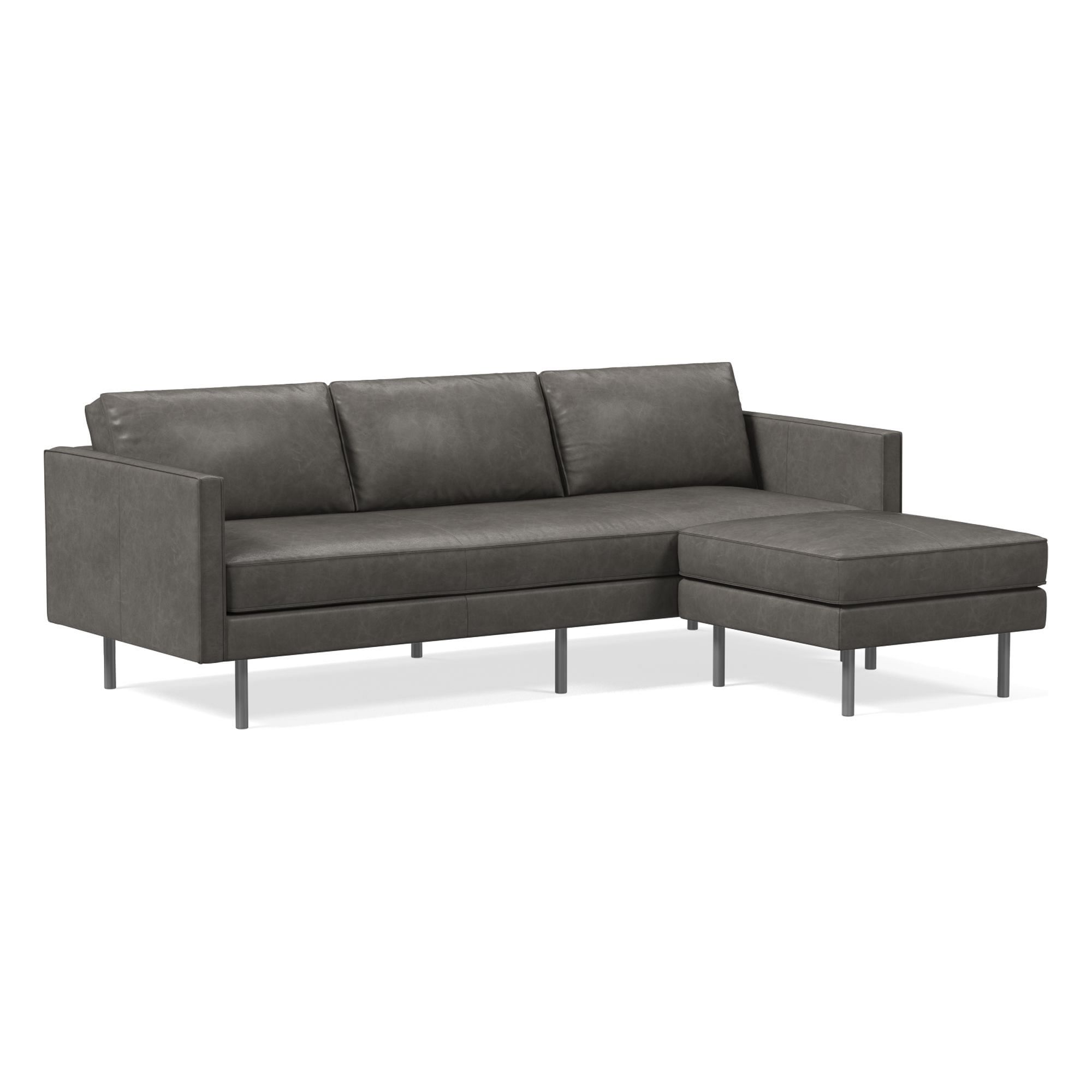 Axel Leather 2-Piece Reversible Sectional (89") | West Elm