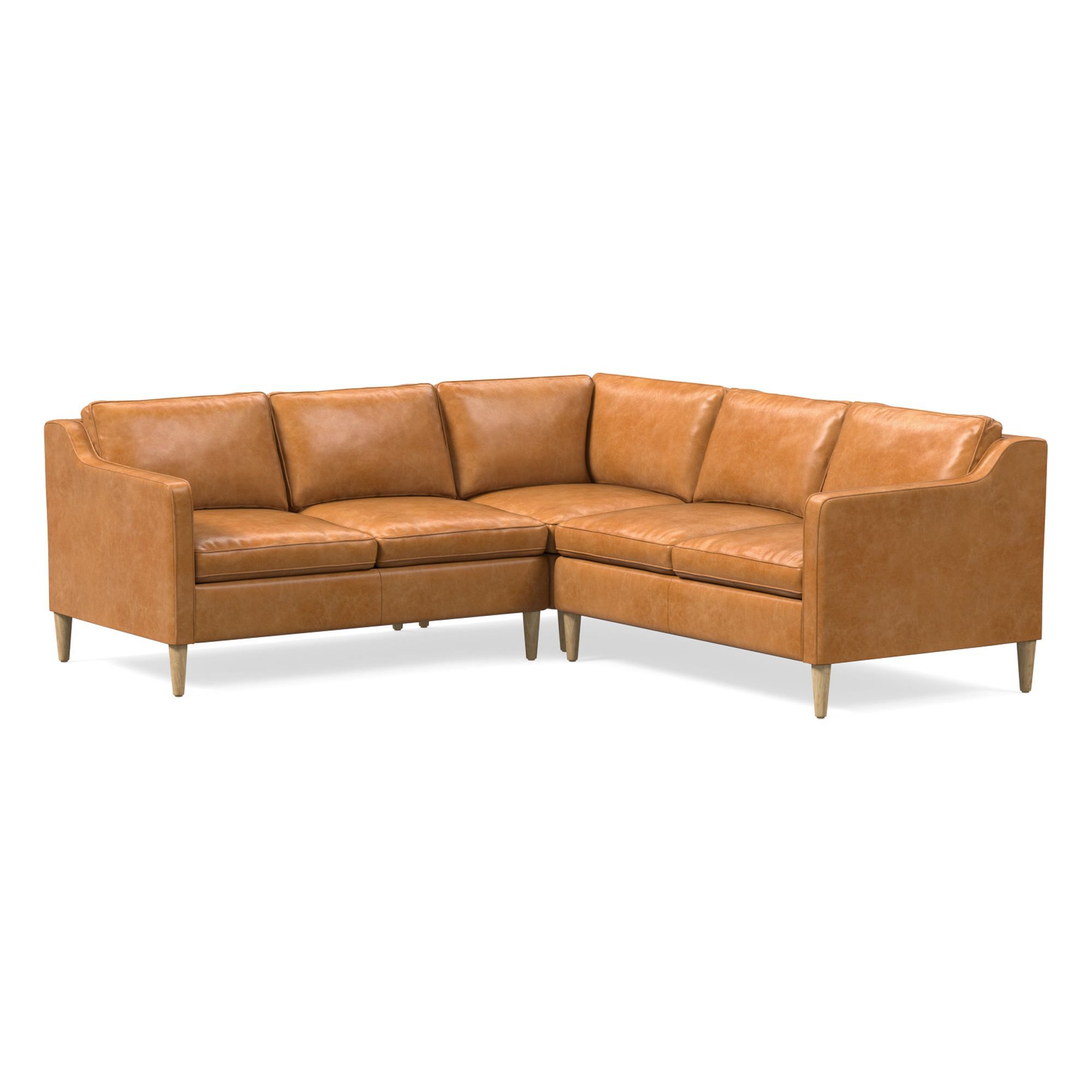 Hamilton Leather 3-Piece L-Shaped Sectional (88"–98") | West Elm