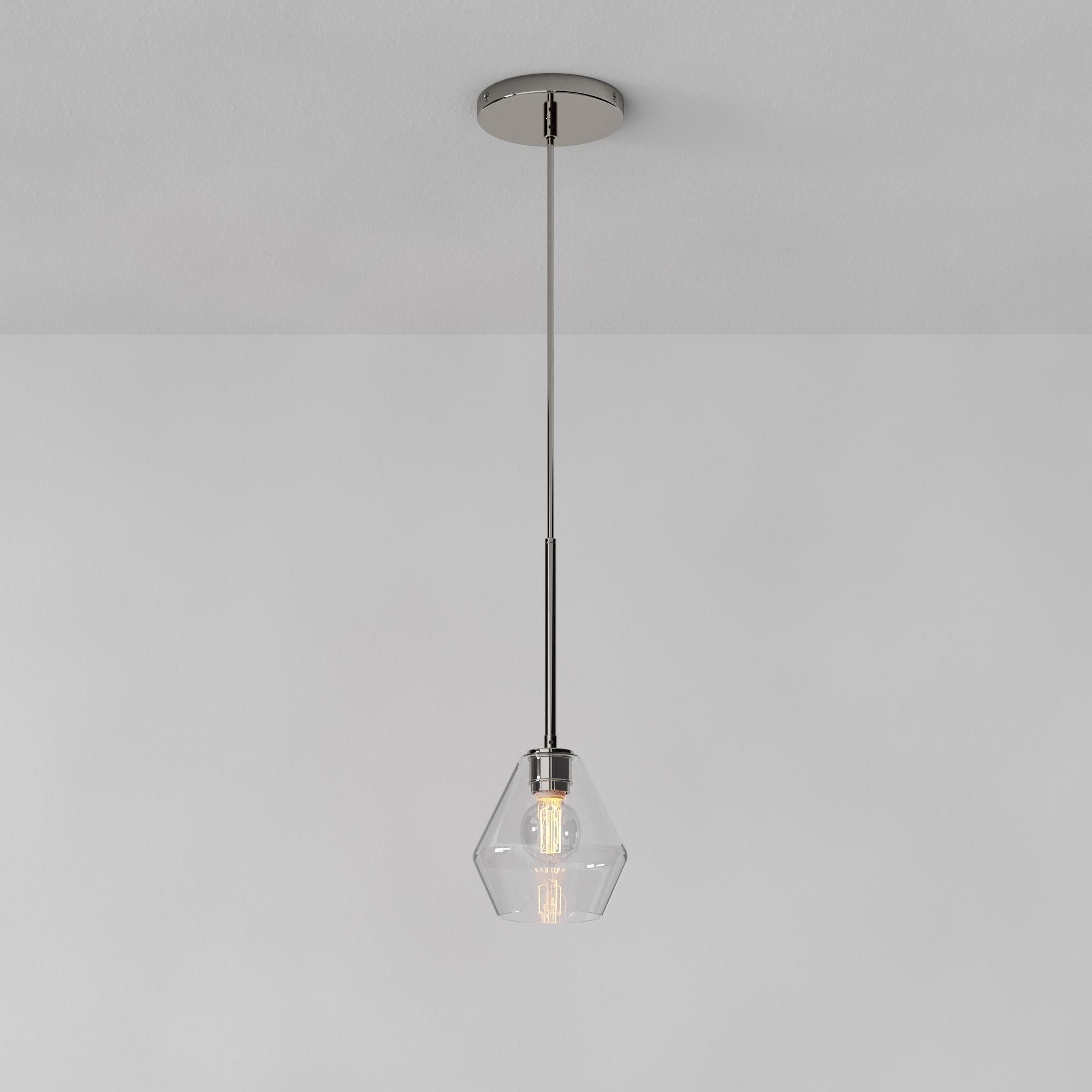 Sculptural Glass Geo Pendant Light - Large (Clear) | West Elm