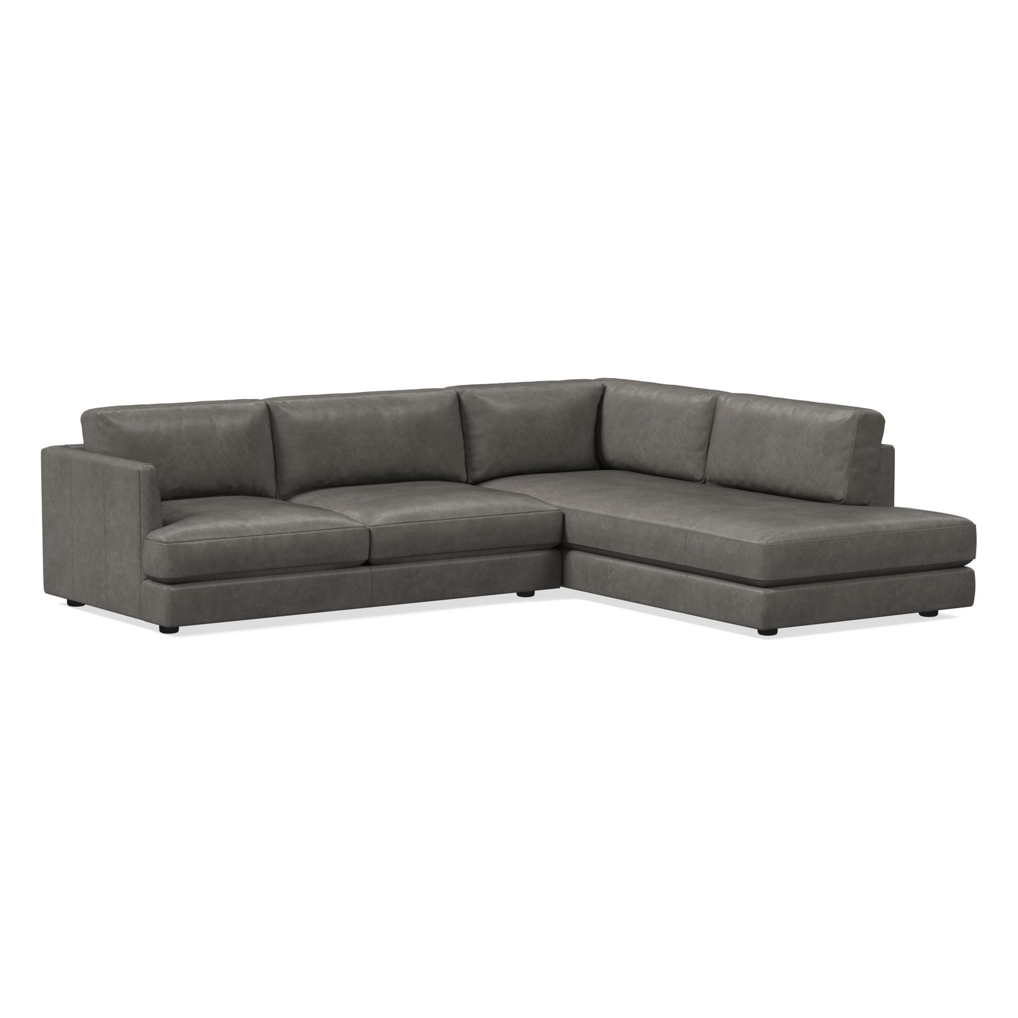 Haven Leather 2-Piece Bumper Chaise Sectional (108") | West Elm