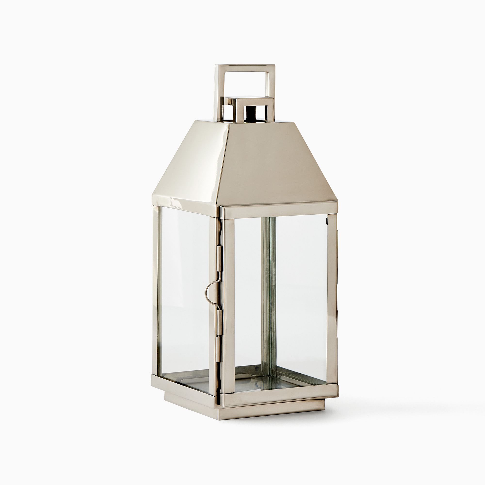 Modern Polished Nickel Metal Outdoor Lanterns | West Elm