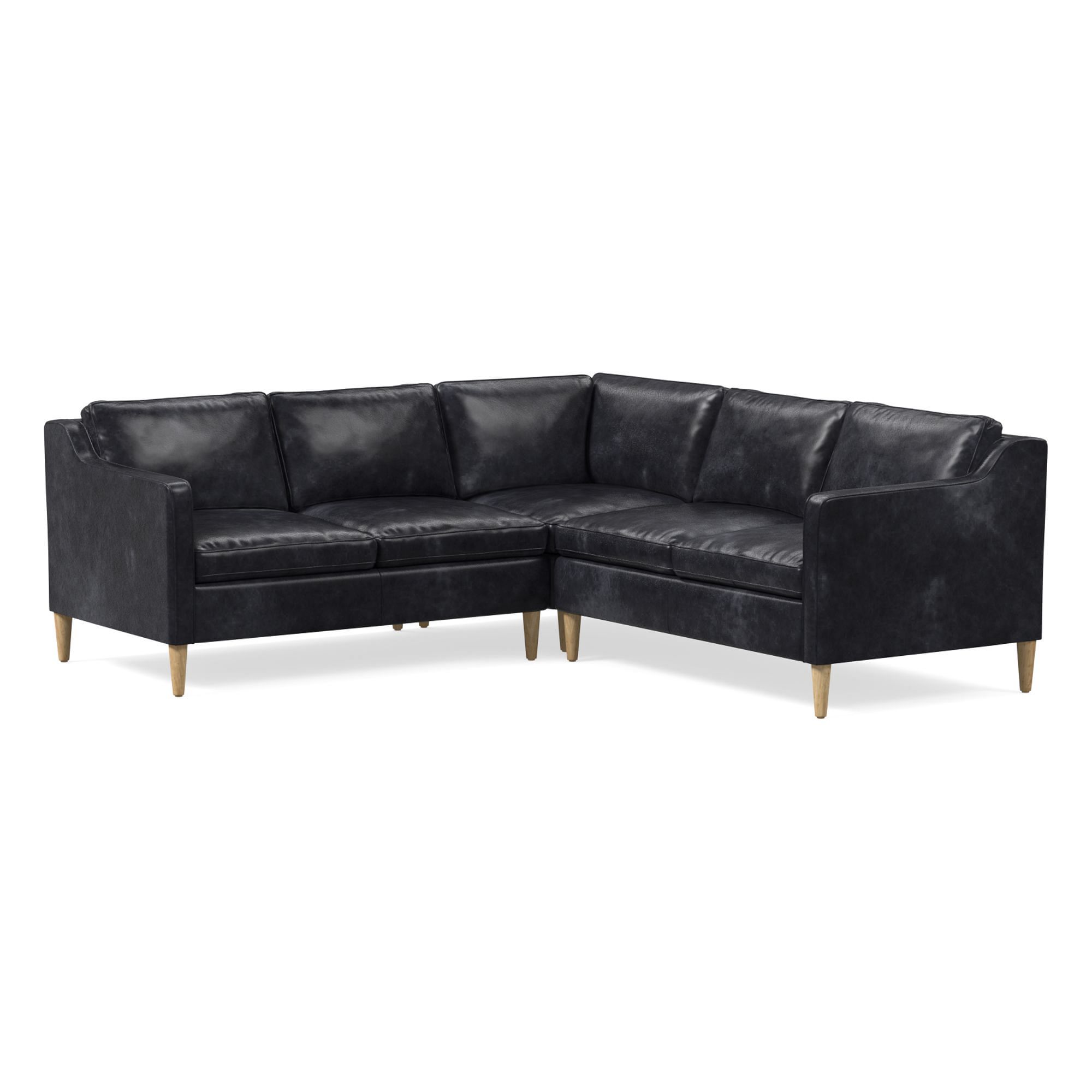 Hamilton Leather 3-Piece L-Shaped Sectional (88"–98") | West Elm