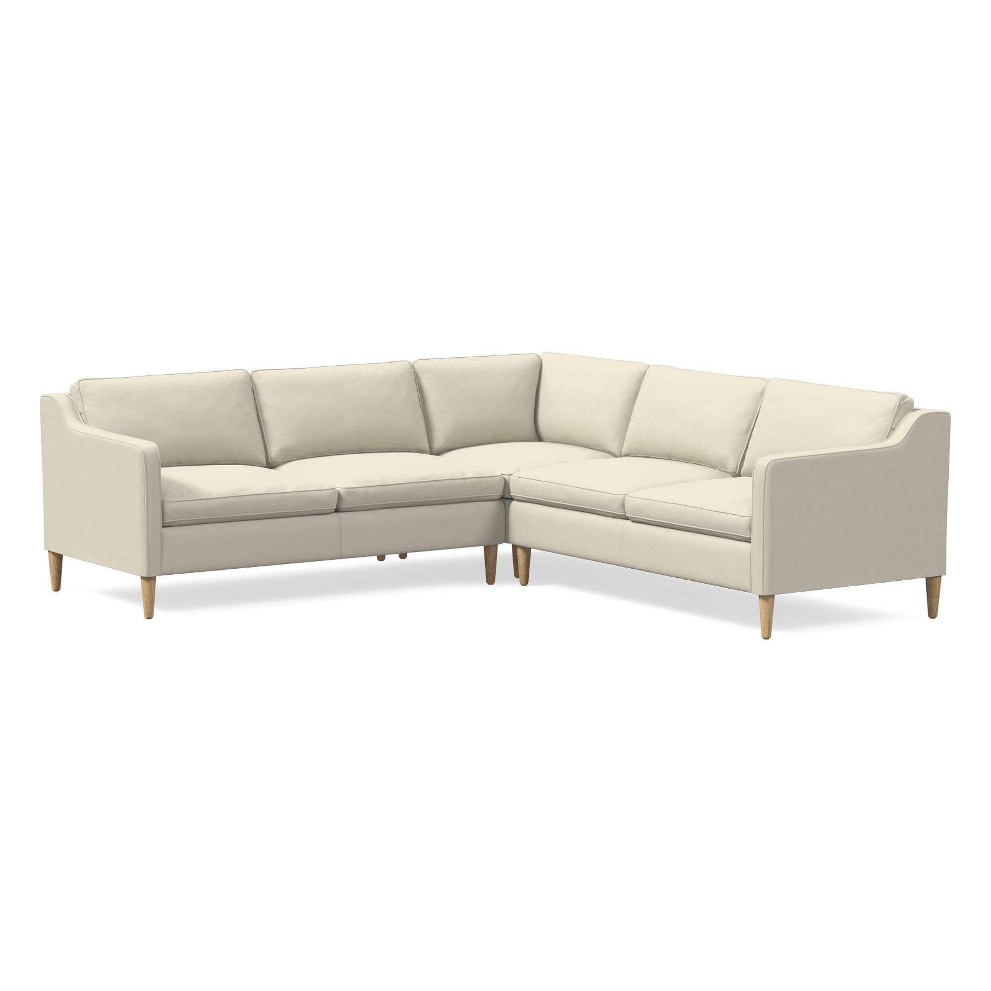 Hamilton Leather 3-Piece L-Shaped Sectional (88"–98") | West Elm