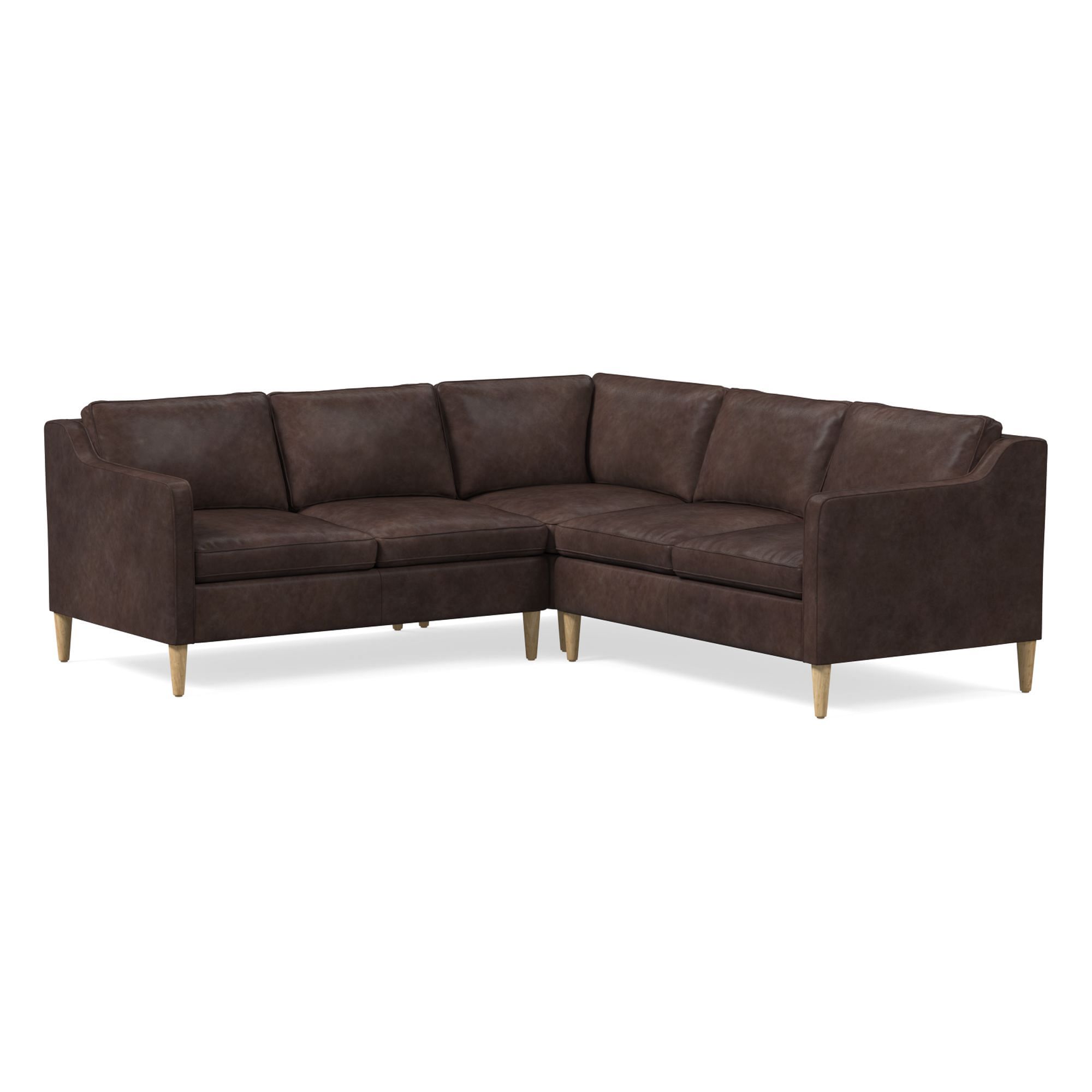 Hamilton Leather 3-Piece L-Shaped Sectional (88"–98") | West Elm