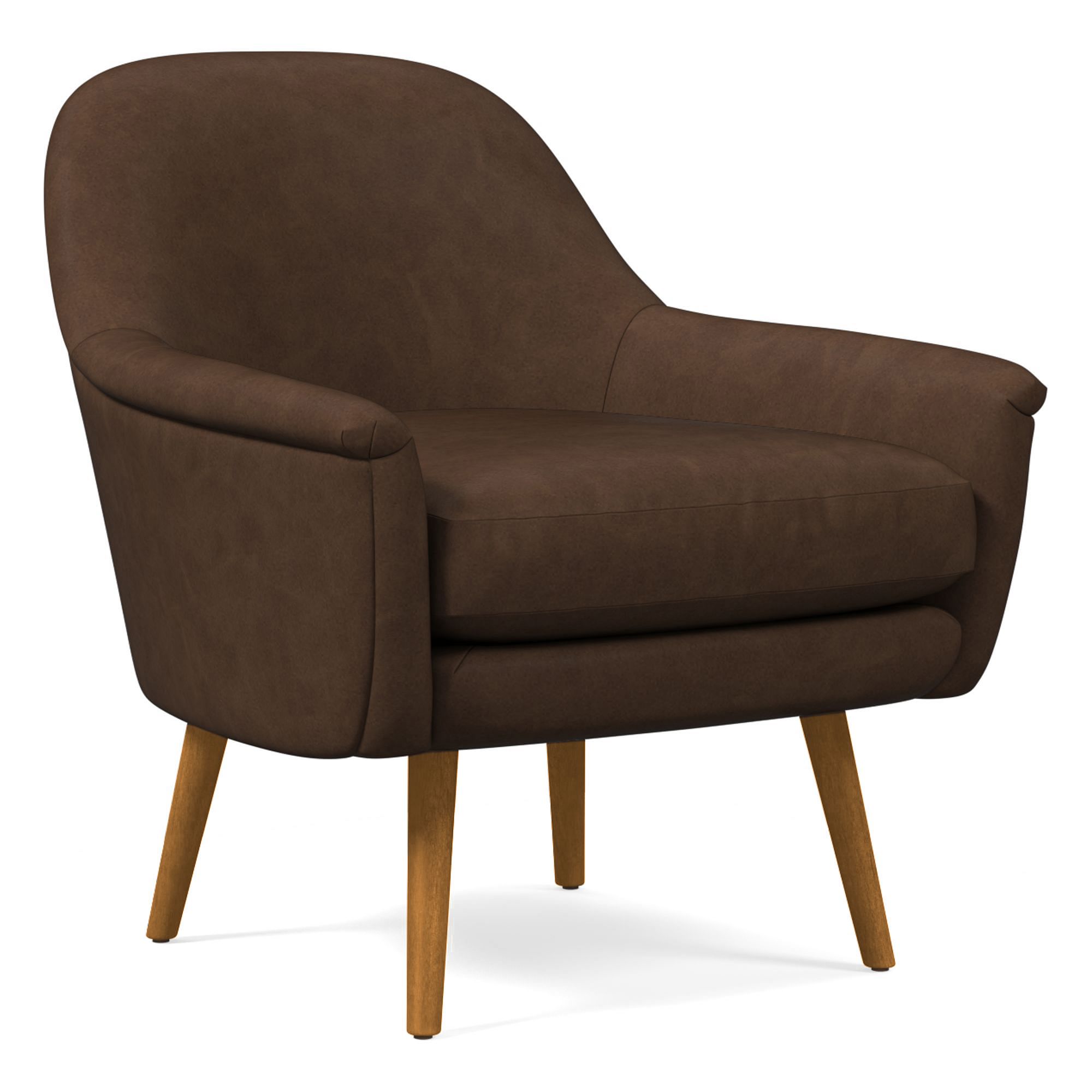 Phoebe Midcentury Chair, Poly, Halo Leather, Banker, Pecan