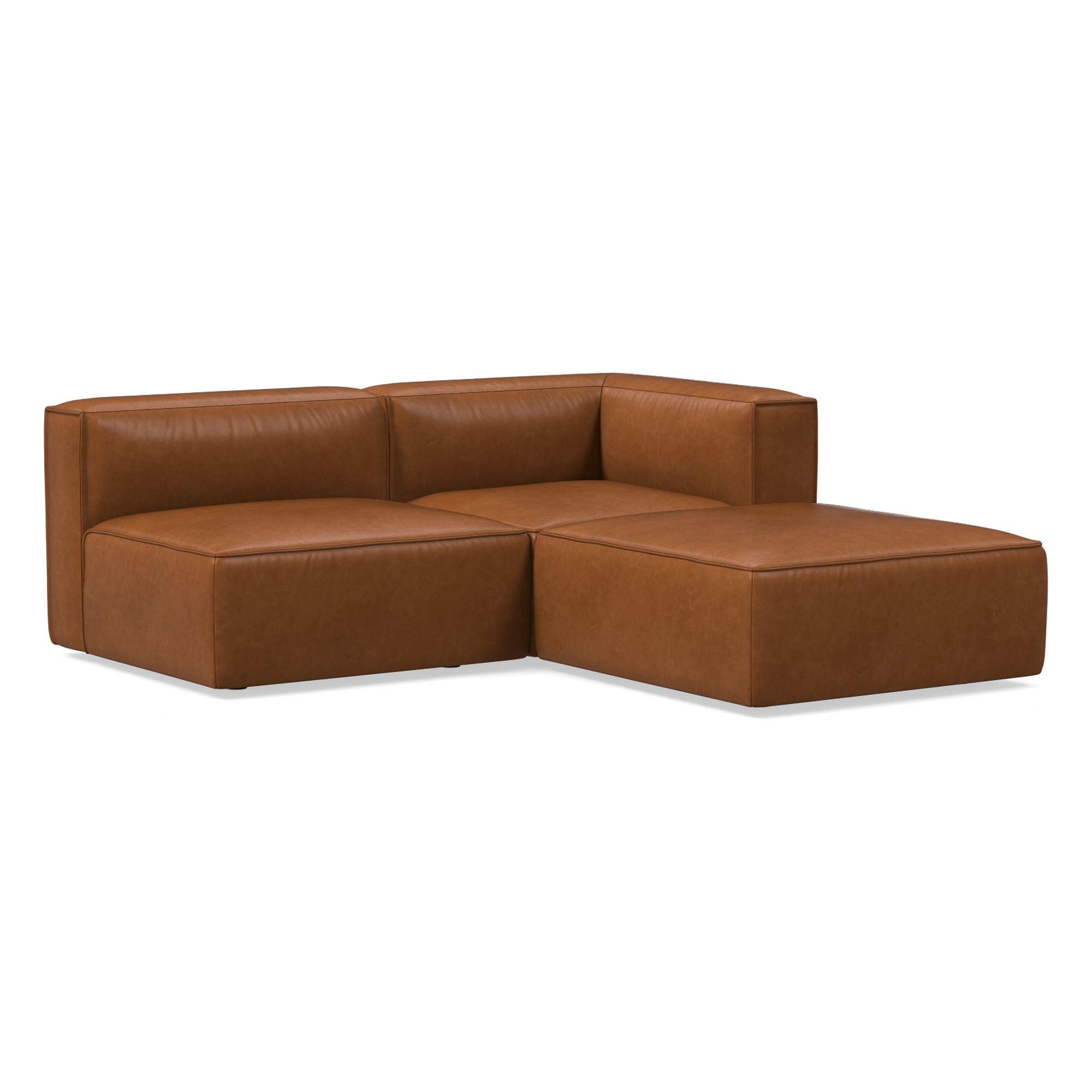 Remi Modular 70" 3-Piece Sectional, Leather, Old Saddle