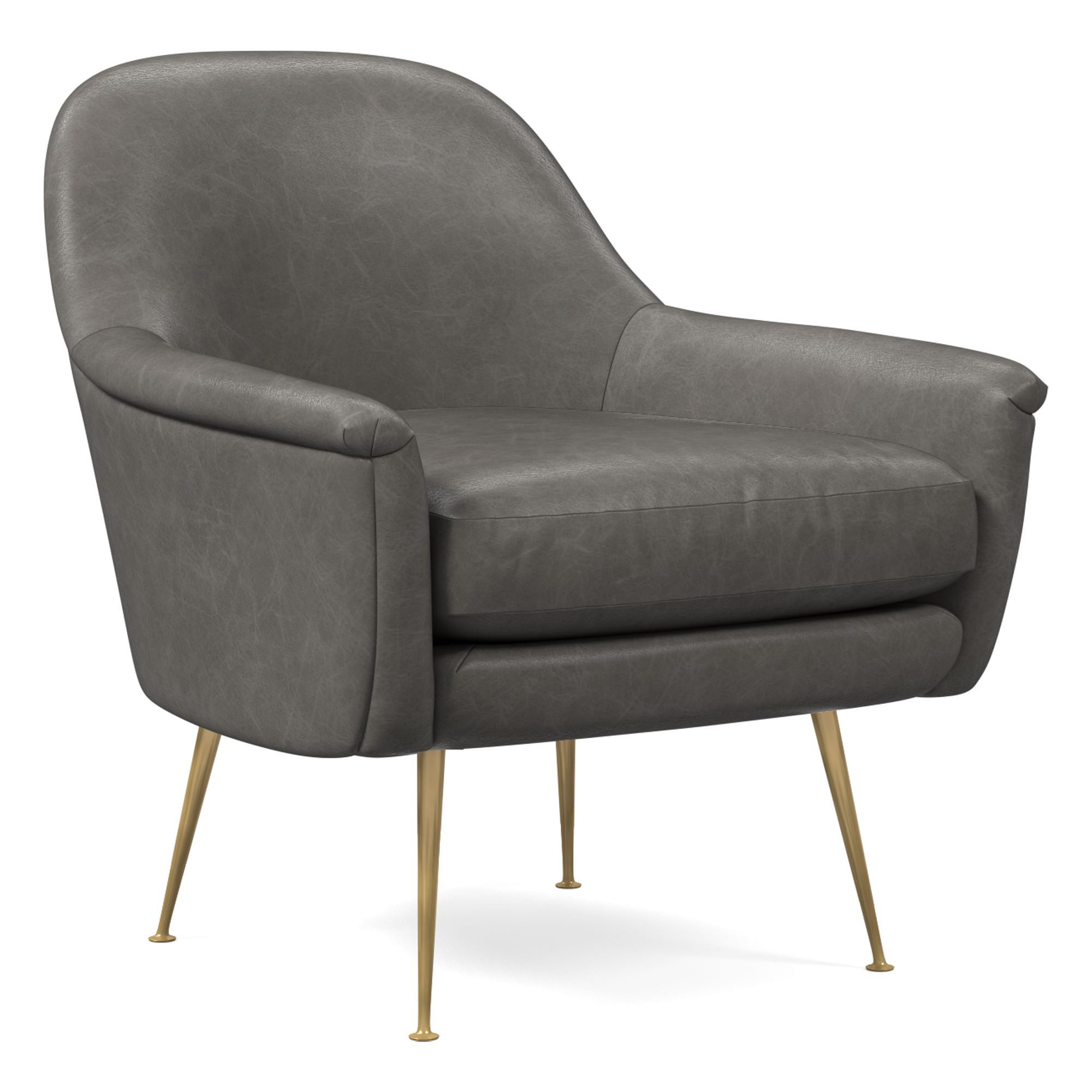 Phoebe Leather Chair - Metal Legs | West Elm