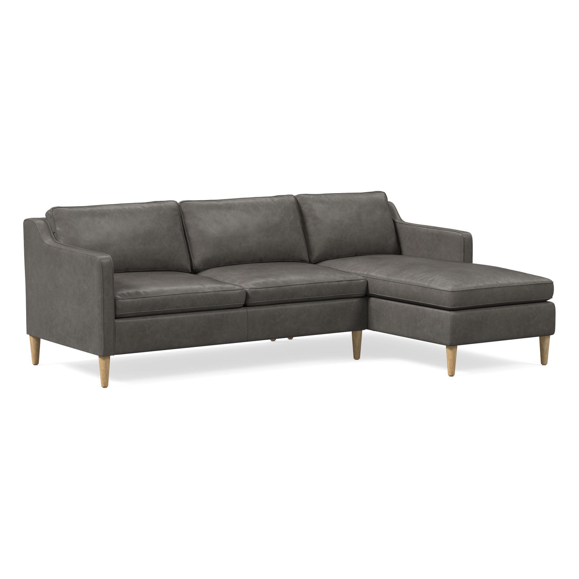 Hamilton Leather 2-Piece Chaise Sectional (83"–93") | West Elm