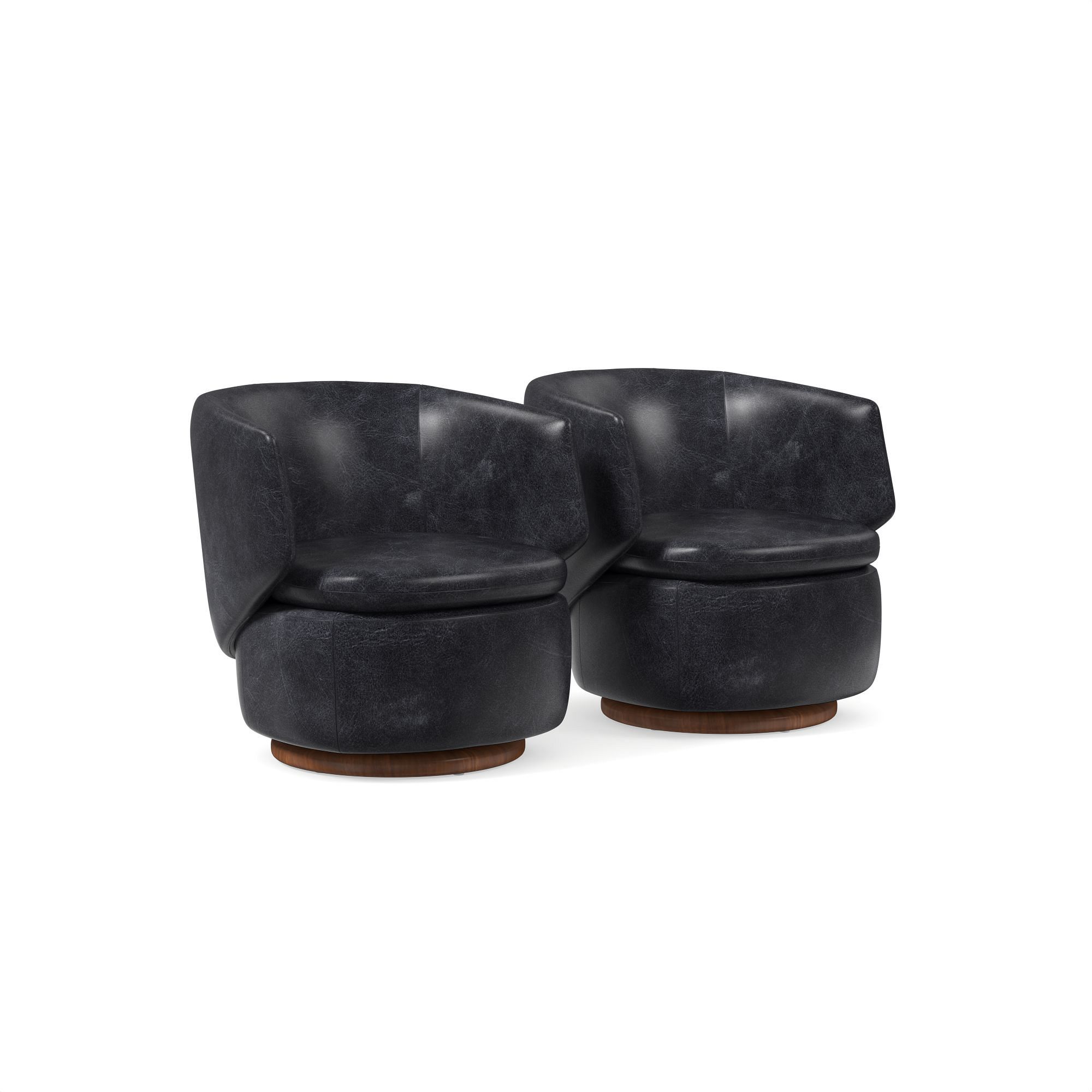 Crescent Leather Swivel Chair | West Elm