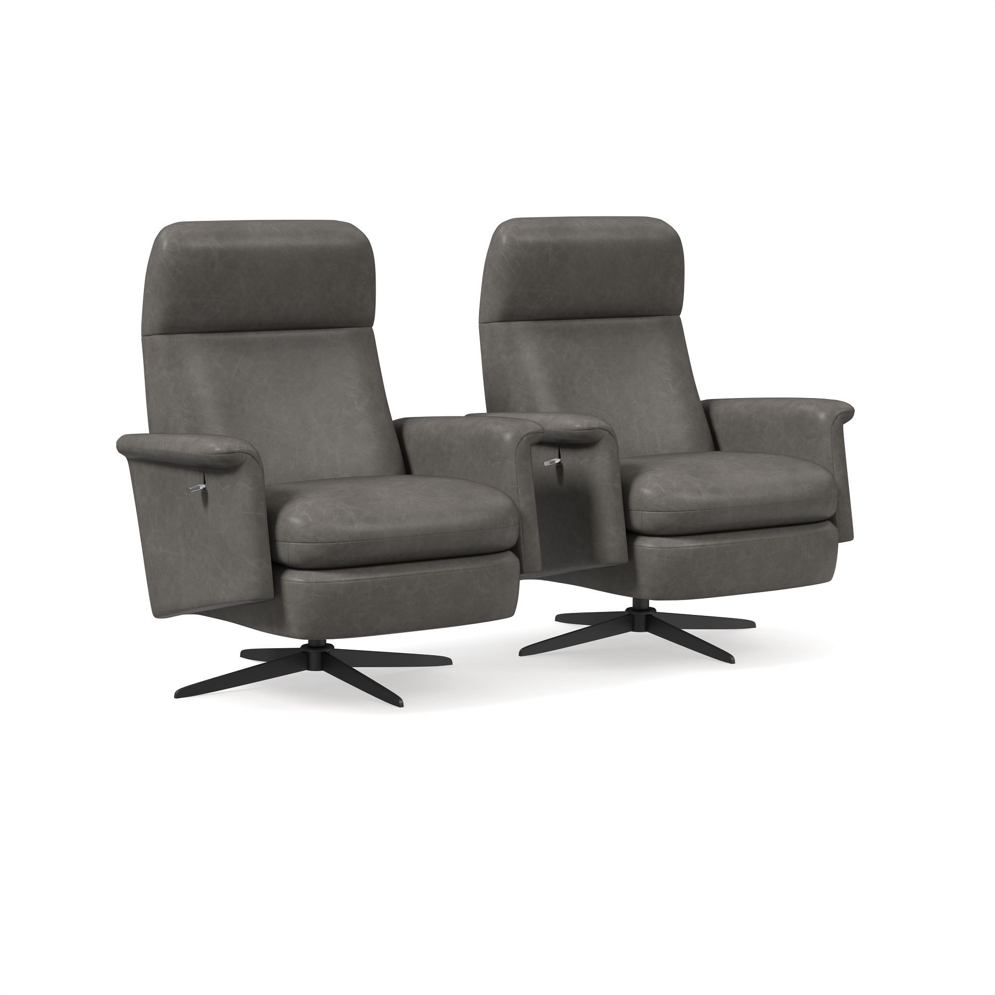 Crescent Leather Swivel Recliner | West Elm