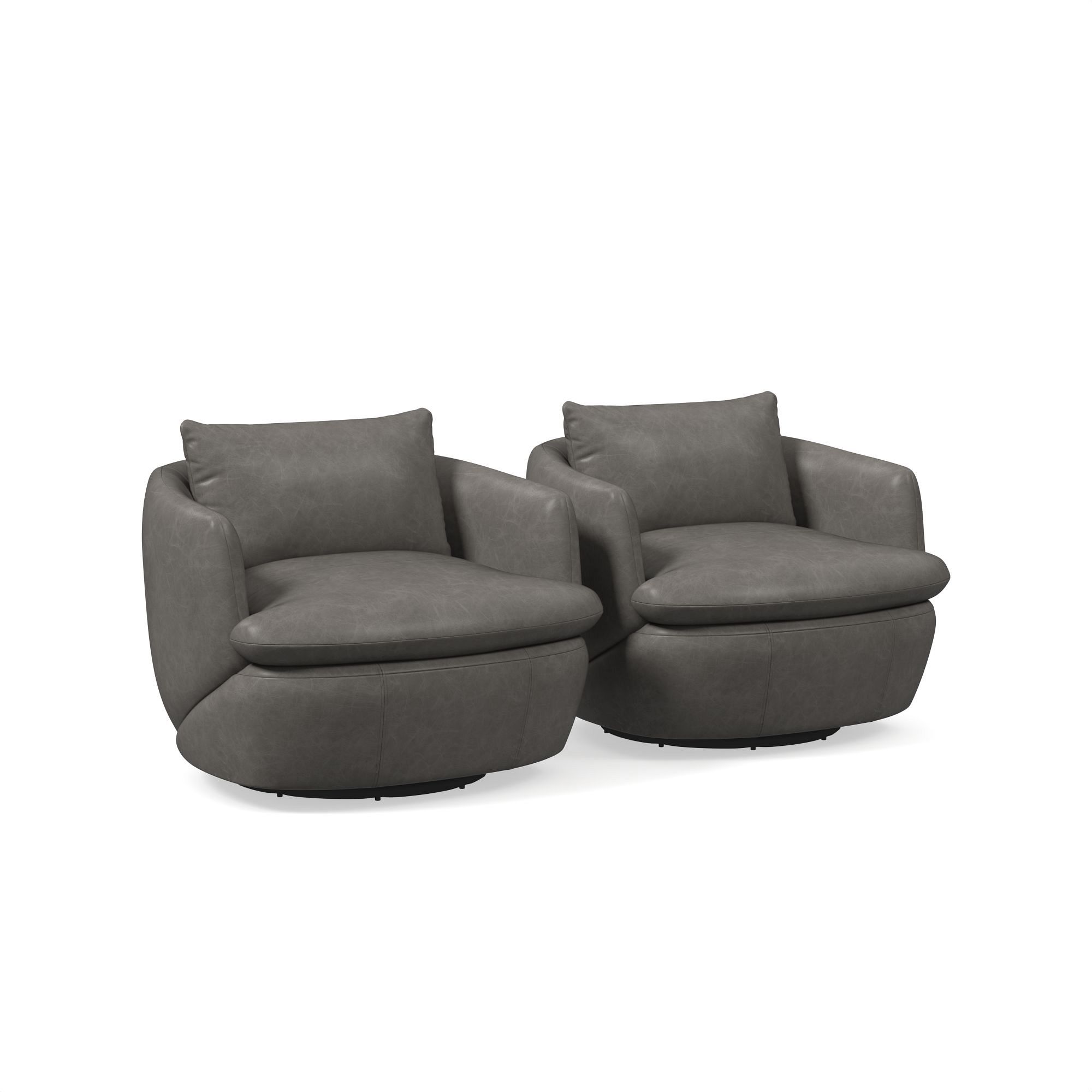 Crescent Leather Grand Swivel Chair | West Elm