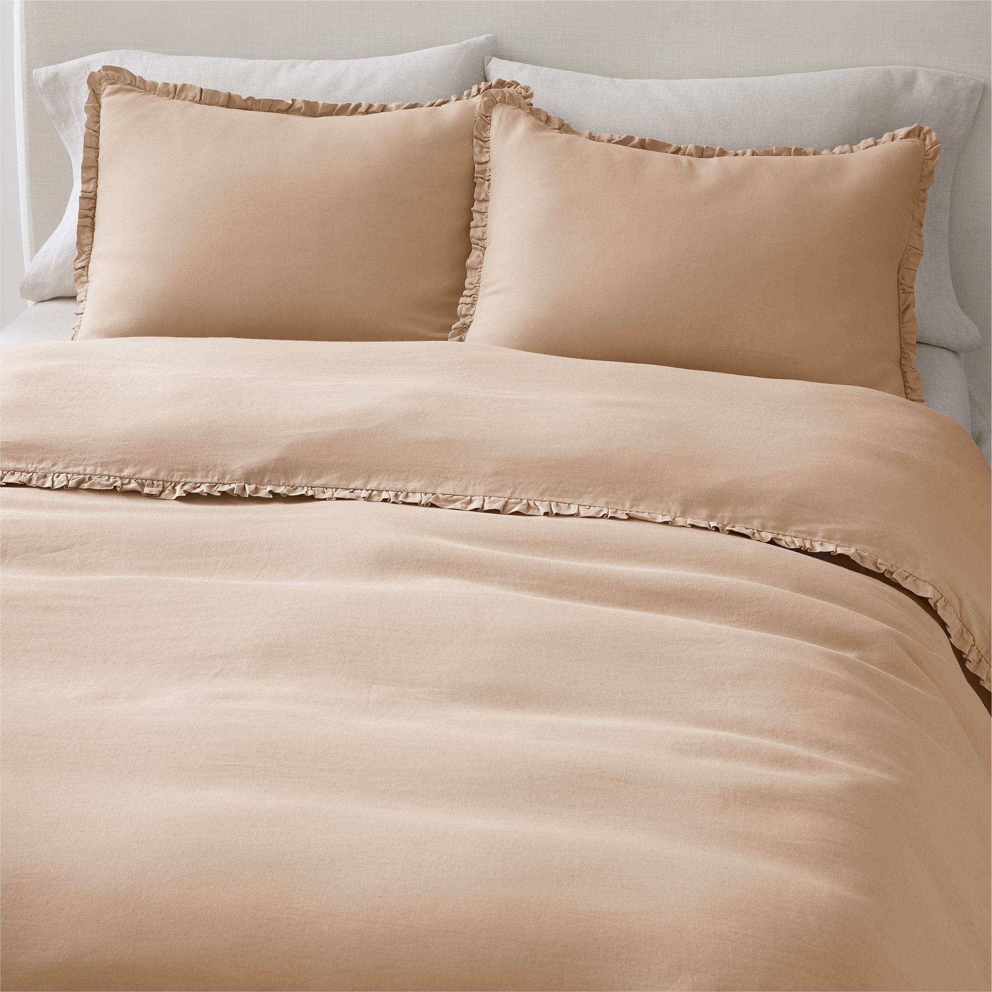 European Flax Linen Ruffle Duvet Cover & Shams | West Elm