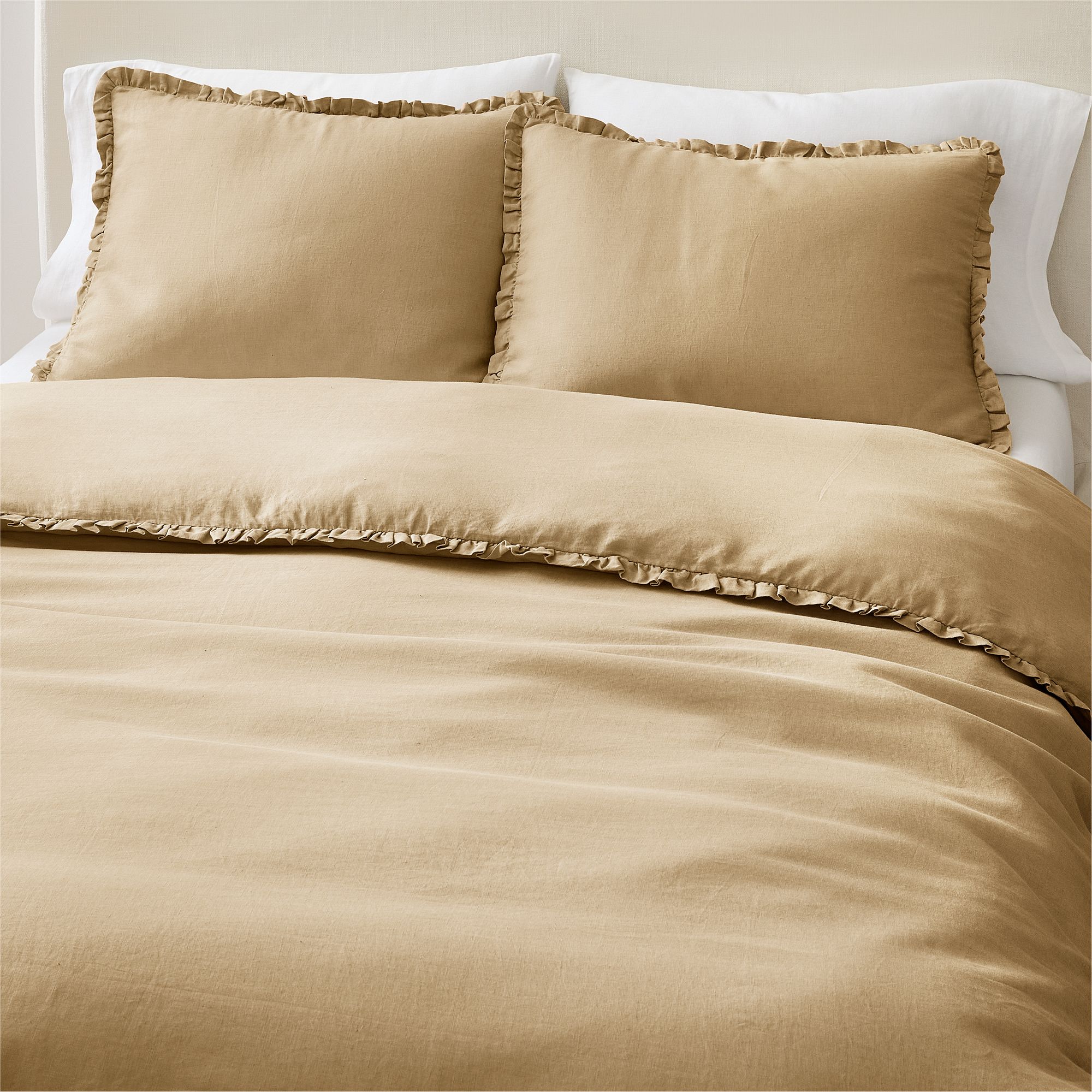 European Flax Linen Ruffle Duvet Cover & Shams | West Elm