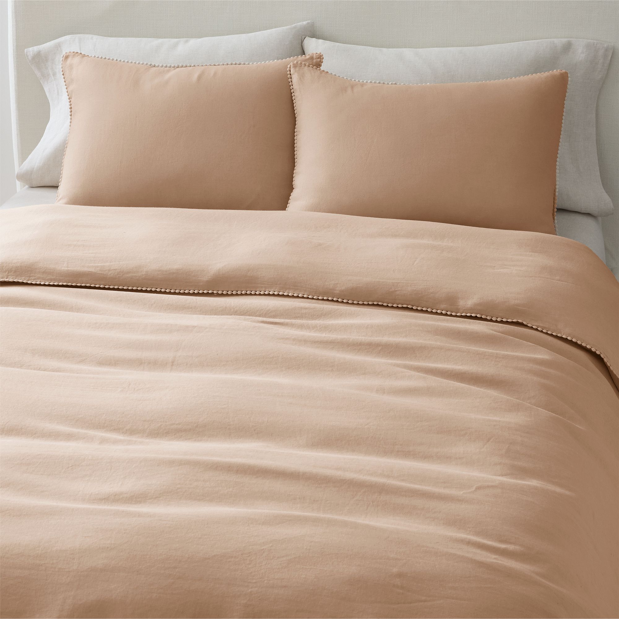 European Flax Linen Pom Duvet Cover & Shams | West Elm