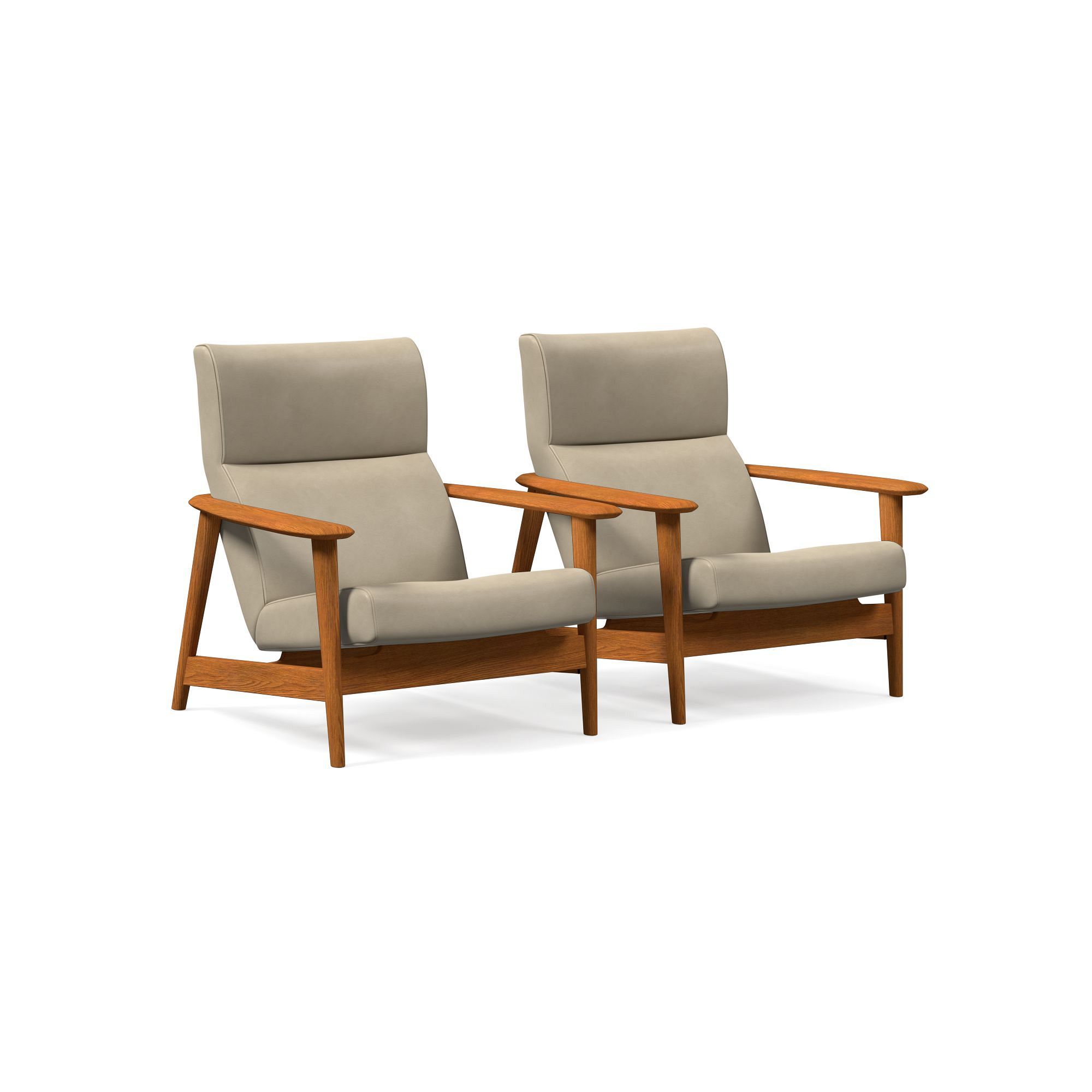 Mid-Century Show Wood High-Back Leather Chair | West Elm