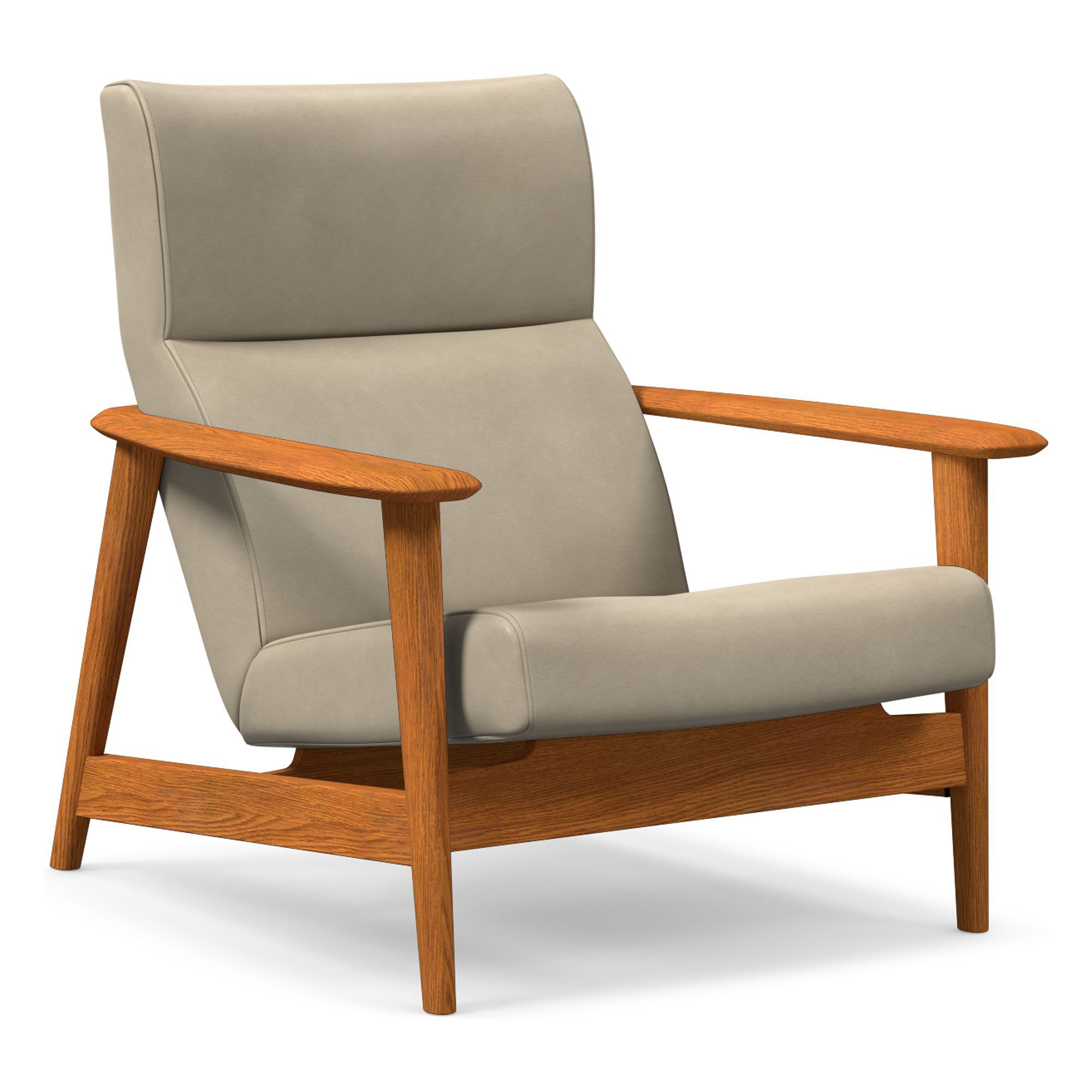 Mid-Century Show Wood High-Back Leather Chair | West Elm