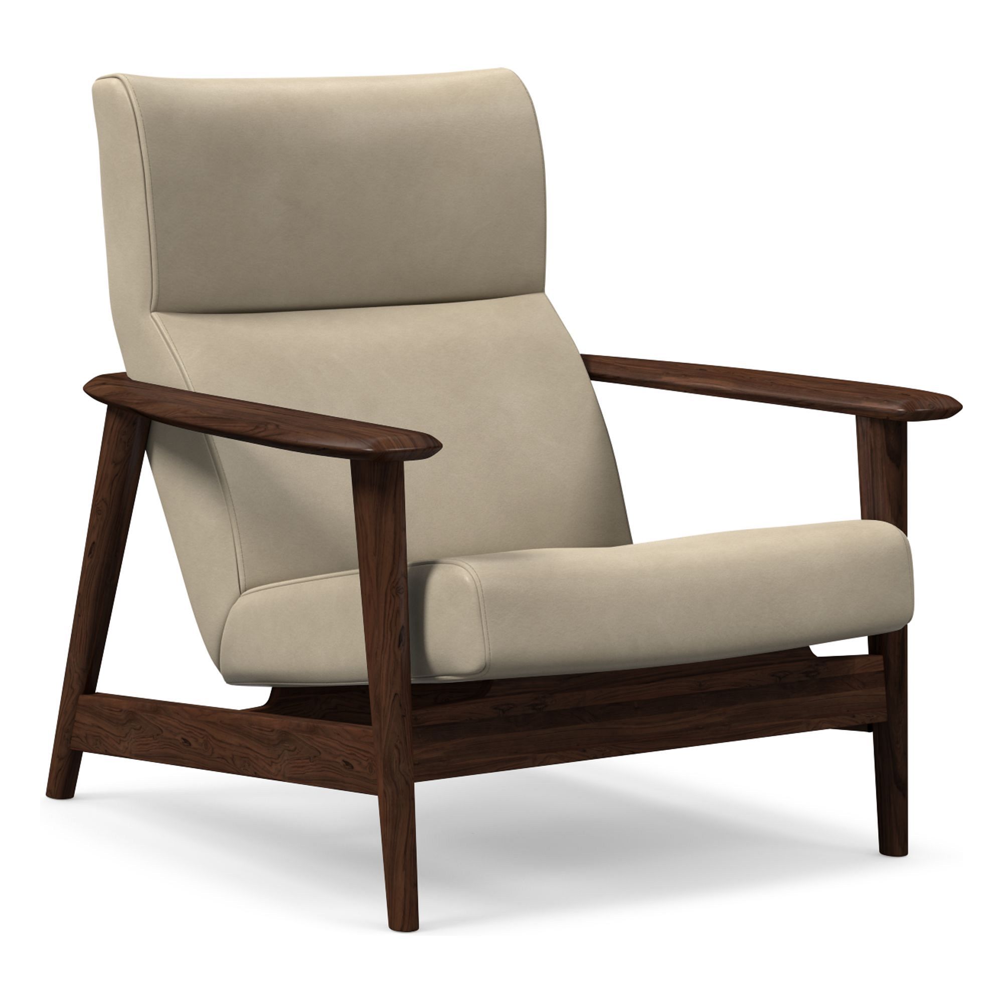 Mid-Century Show Wood High-Back Leather Chair | West Elm