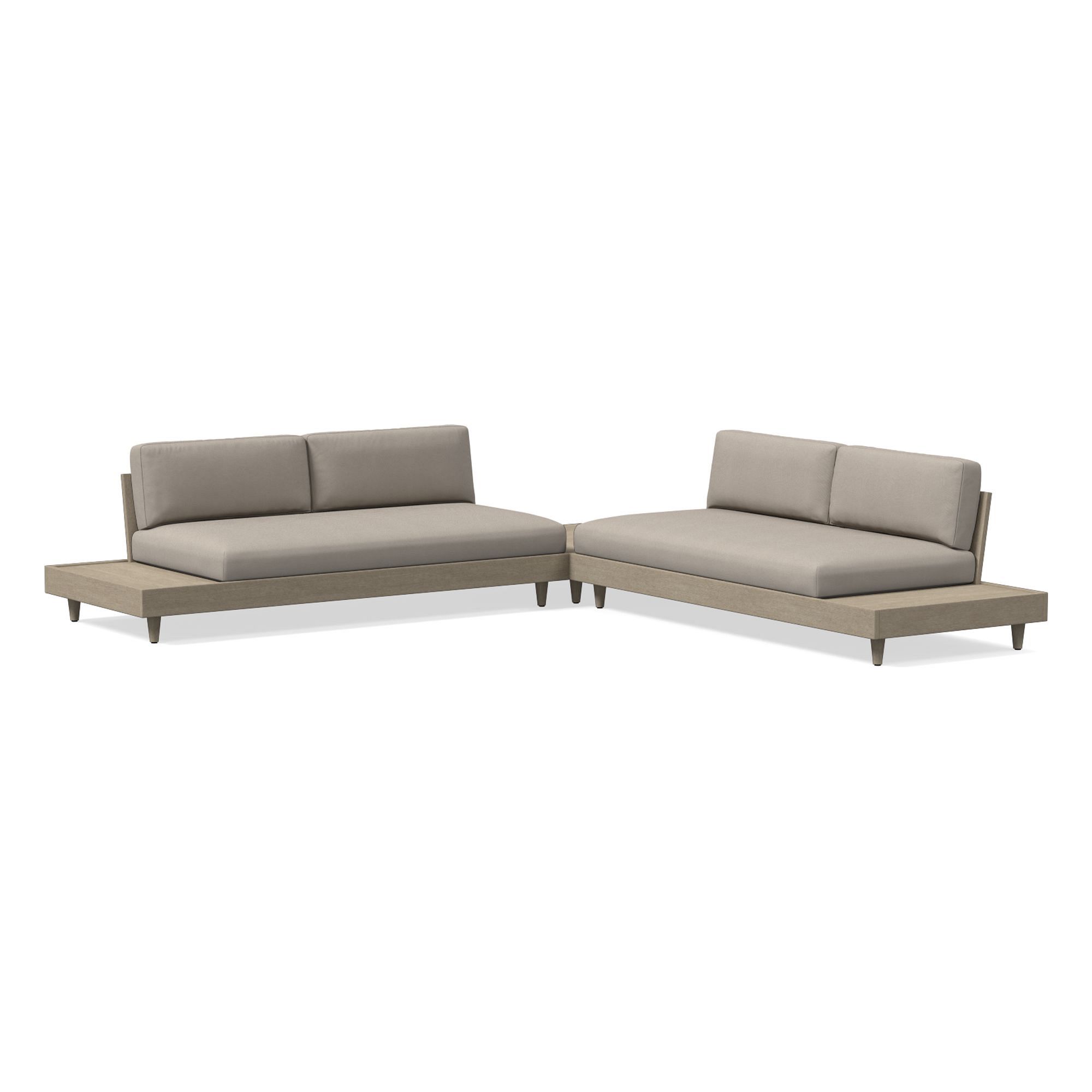 Portside Low Outdoor 3-Piece Sectional with Coffee Table Cushion Covers | West Elm