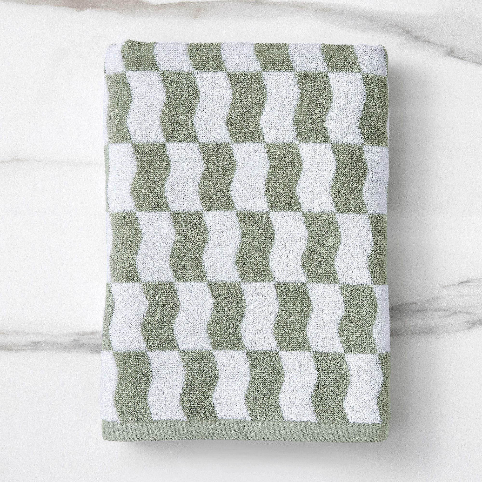 Wavy Blocks Towels | West Elm