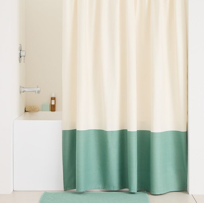 Colourblock Canvas Shower Curtain West Elm
