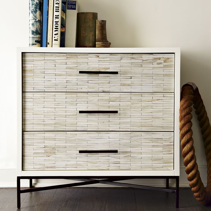 Wood Tiled 3-Drawer Dresser