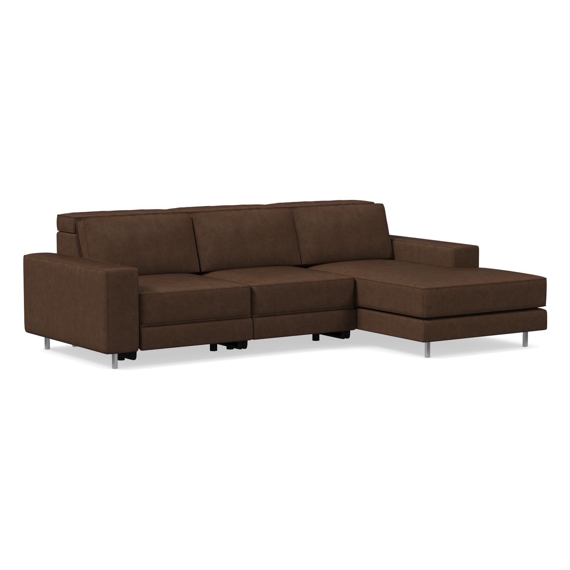 Axel Motion Leather 3 Piece Reclining Chaise Sectional | Sofa With West Elm