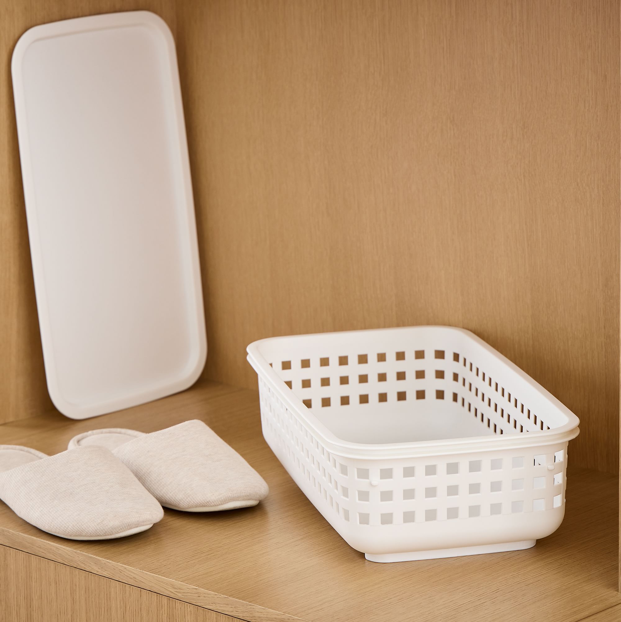 Stackable Plastic Baskets w/ Lid | West Elm