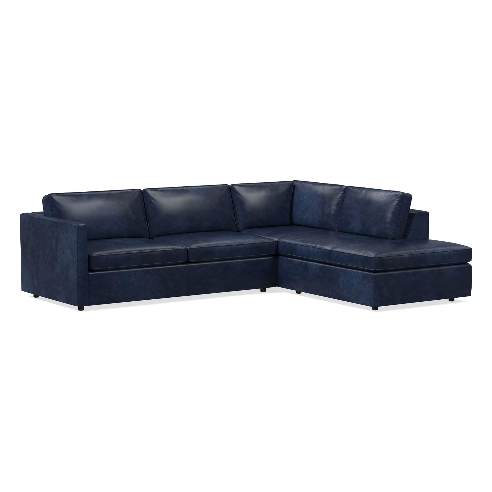 Harris Leather 2-Piece Bumper Chaise Sectional (106"–116") | West Elm