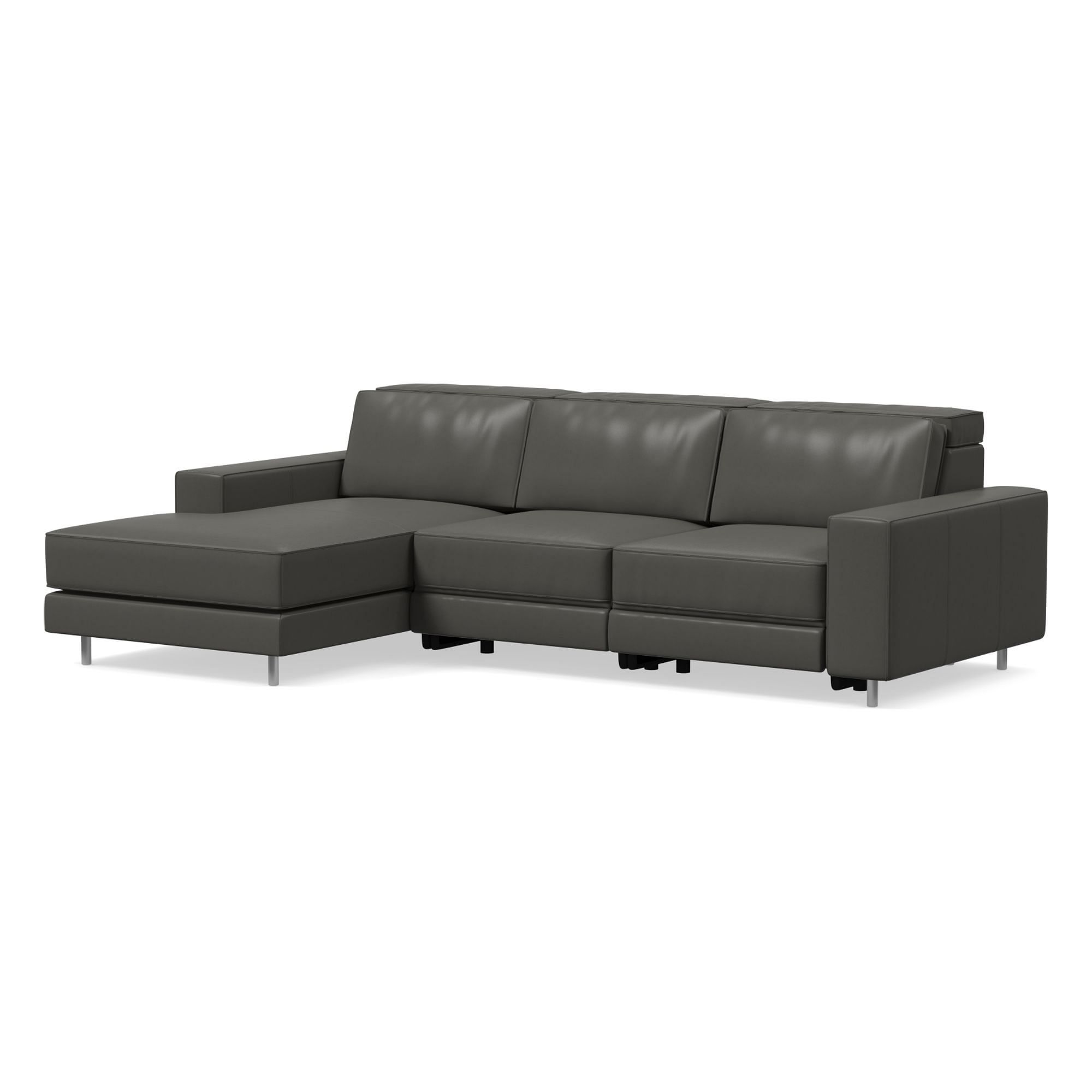 Axel Motion Leather 3 Piece Reclining Chaise Sectional | Sofa With West Elm