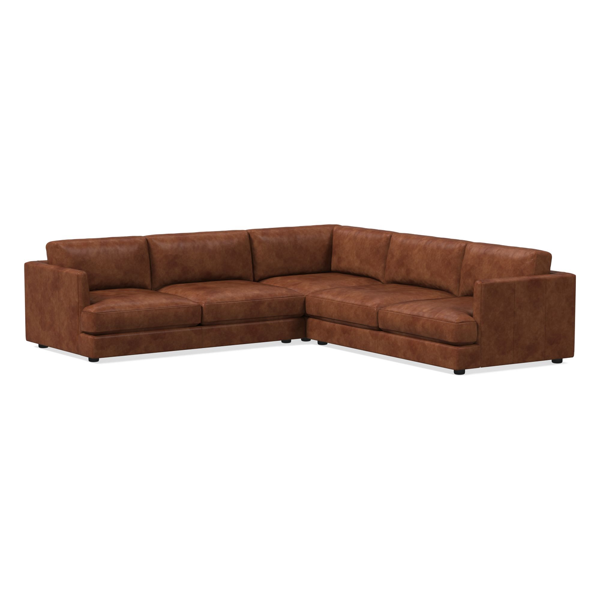 Haven Leather 3 Piece L-Shaped Sectional | Sofa With Chaise West Elm