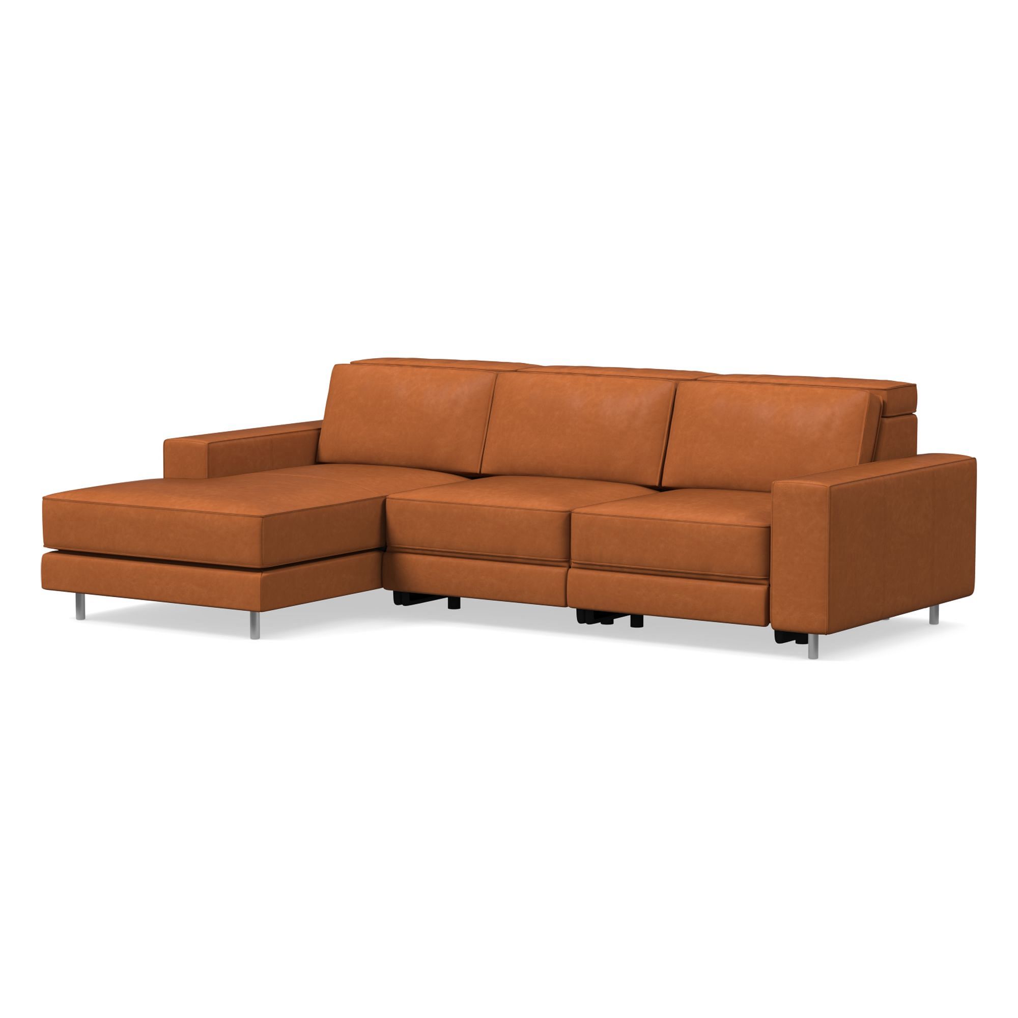 Axel Motion Leather 3 Piece Reclining Chaise Sectional | Sofa With West Elm