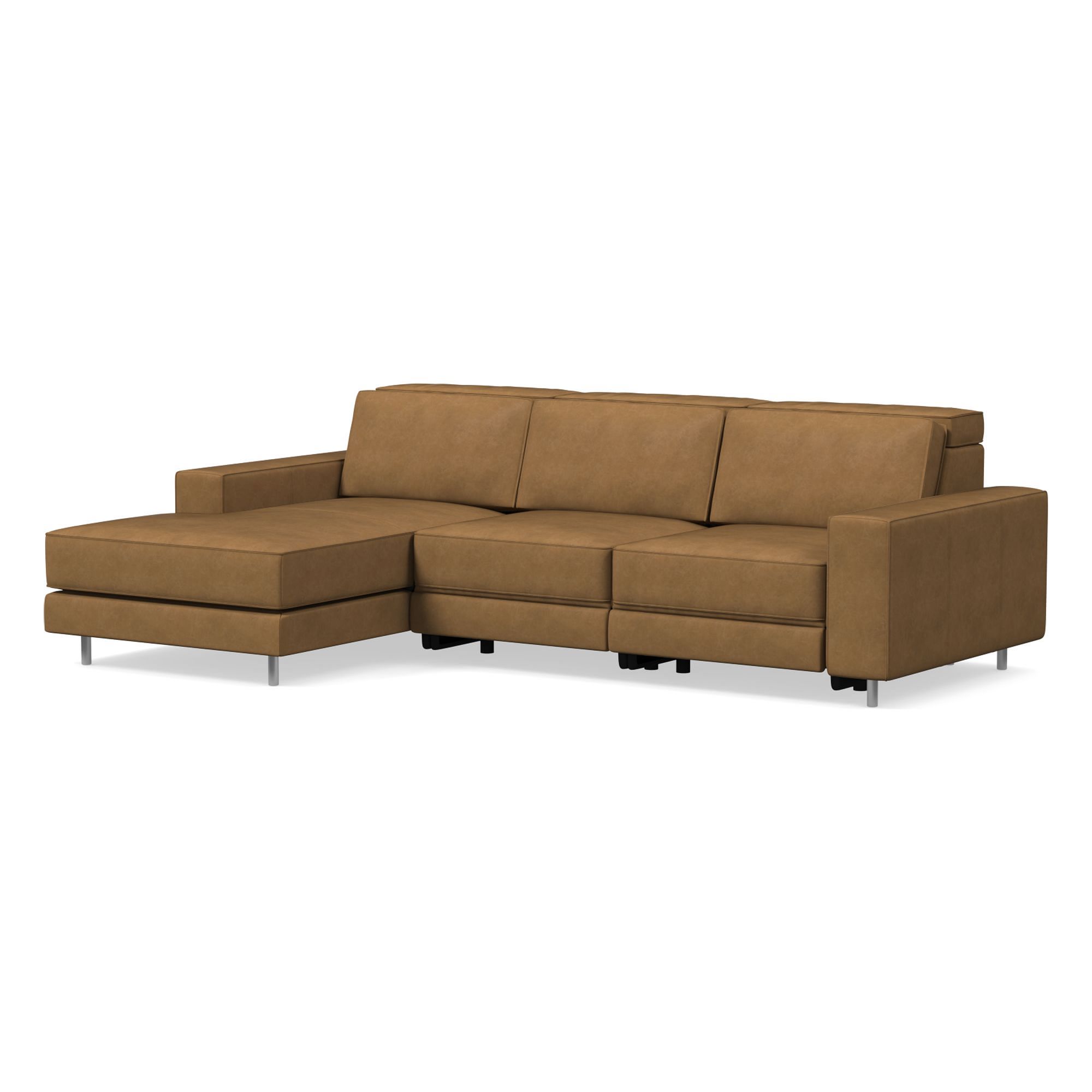 Axel Motion Leather 3 Piece Reclining Chaise Sectional | Sofa With West Elm