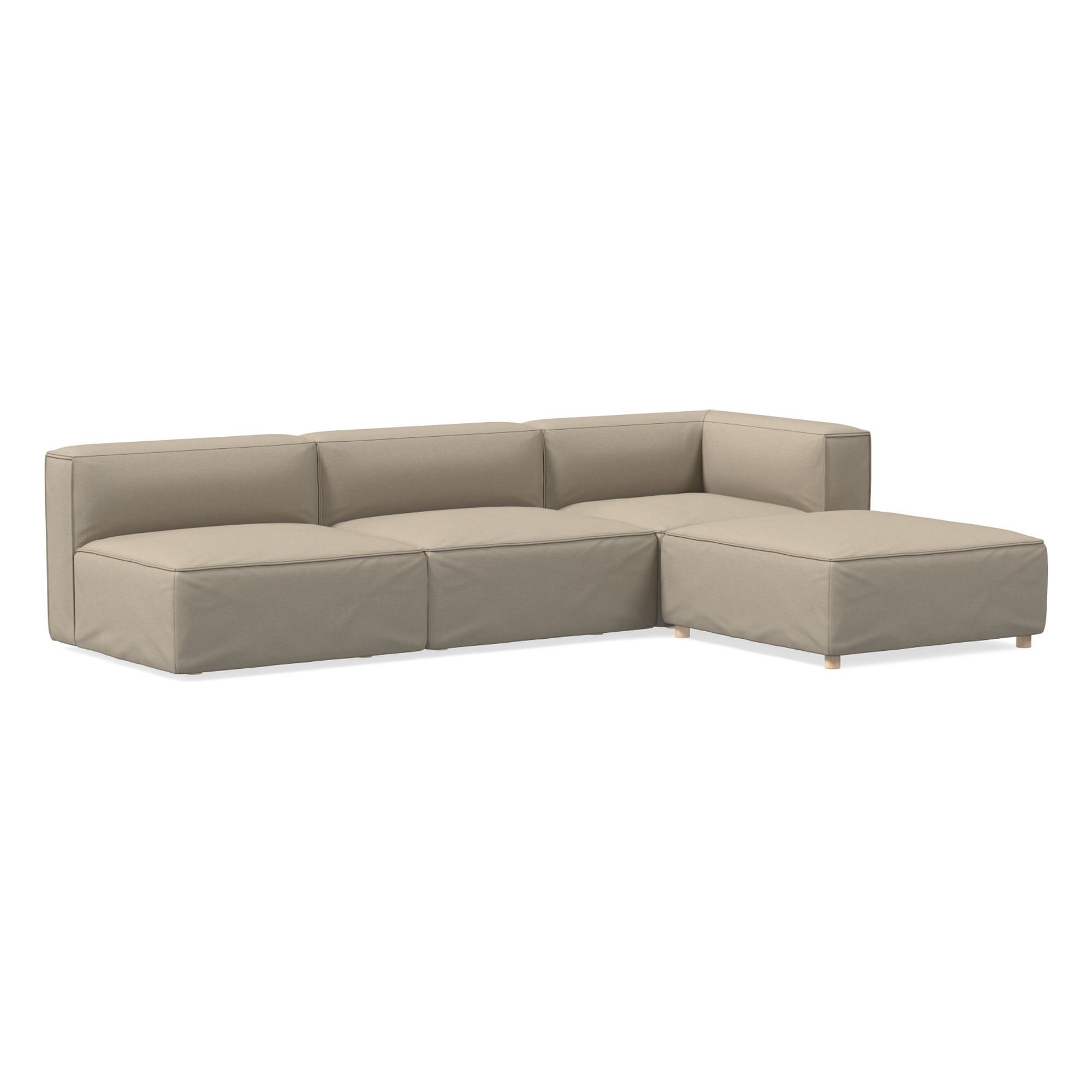 Remi Sectional Set 07: Armless Single, Corner, Ottoman, Cast, Charcoal