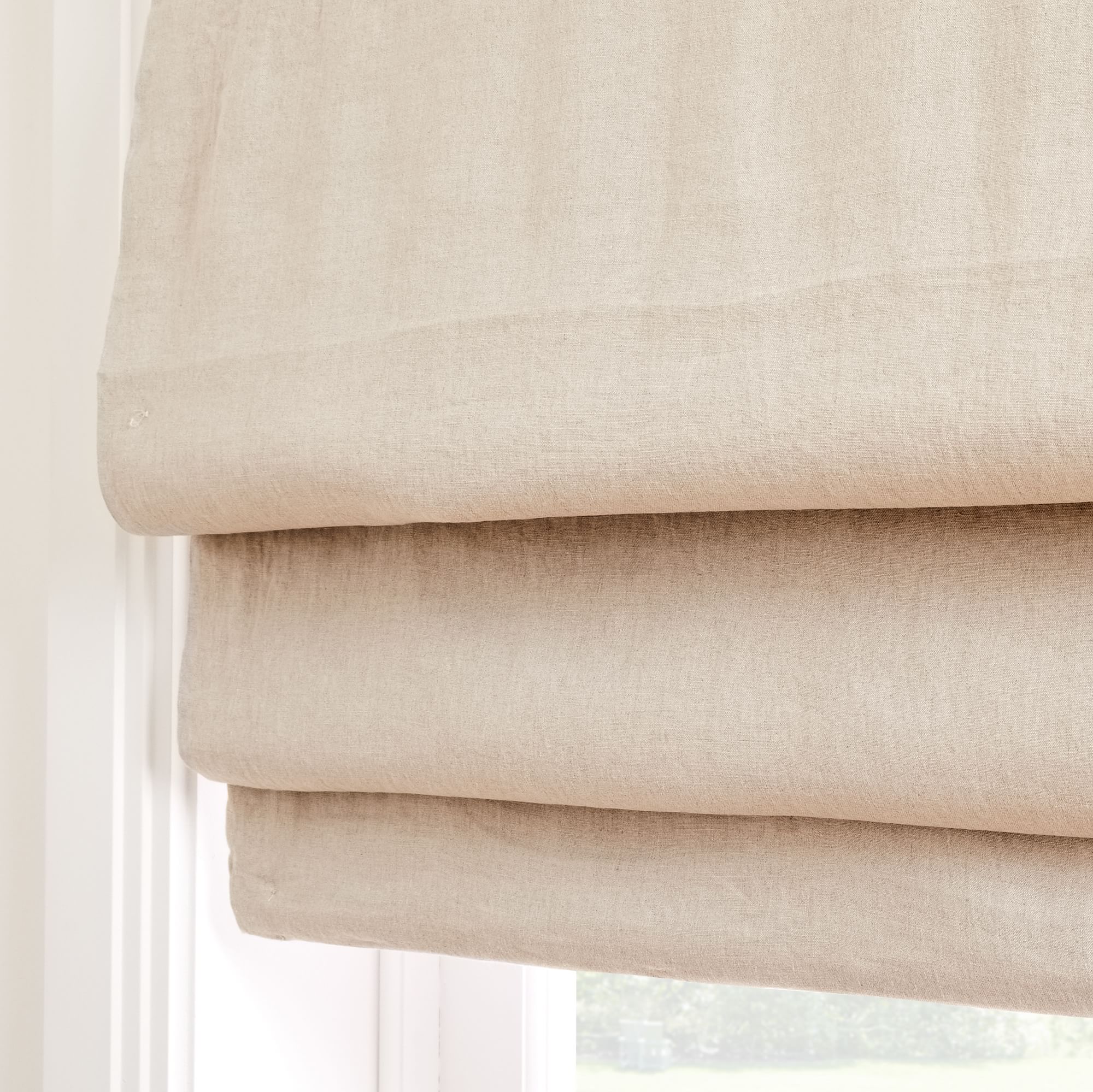 European Flax Linen Cordless Roman Shade | West Elm