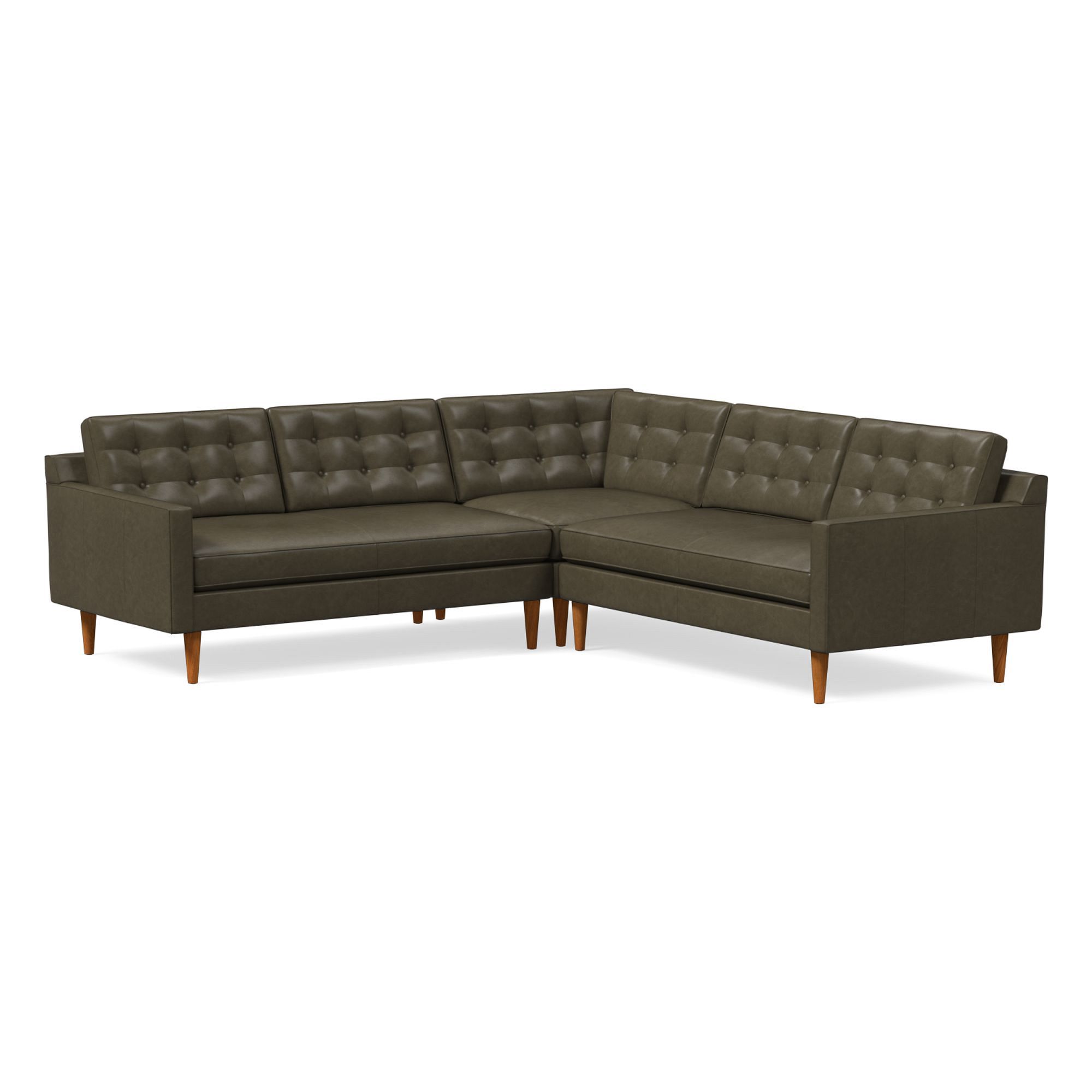 Drake Leather 3-Piece L-Shaped Sectional (100") | West Elm