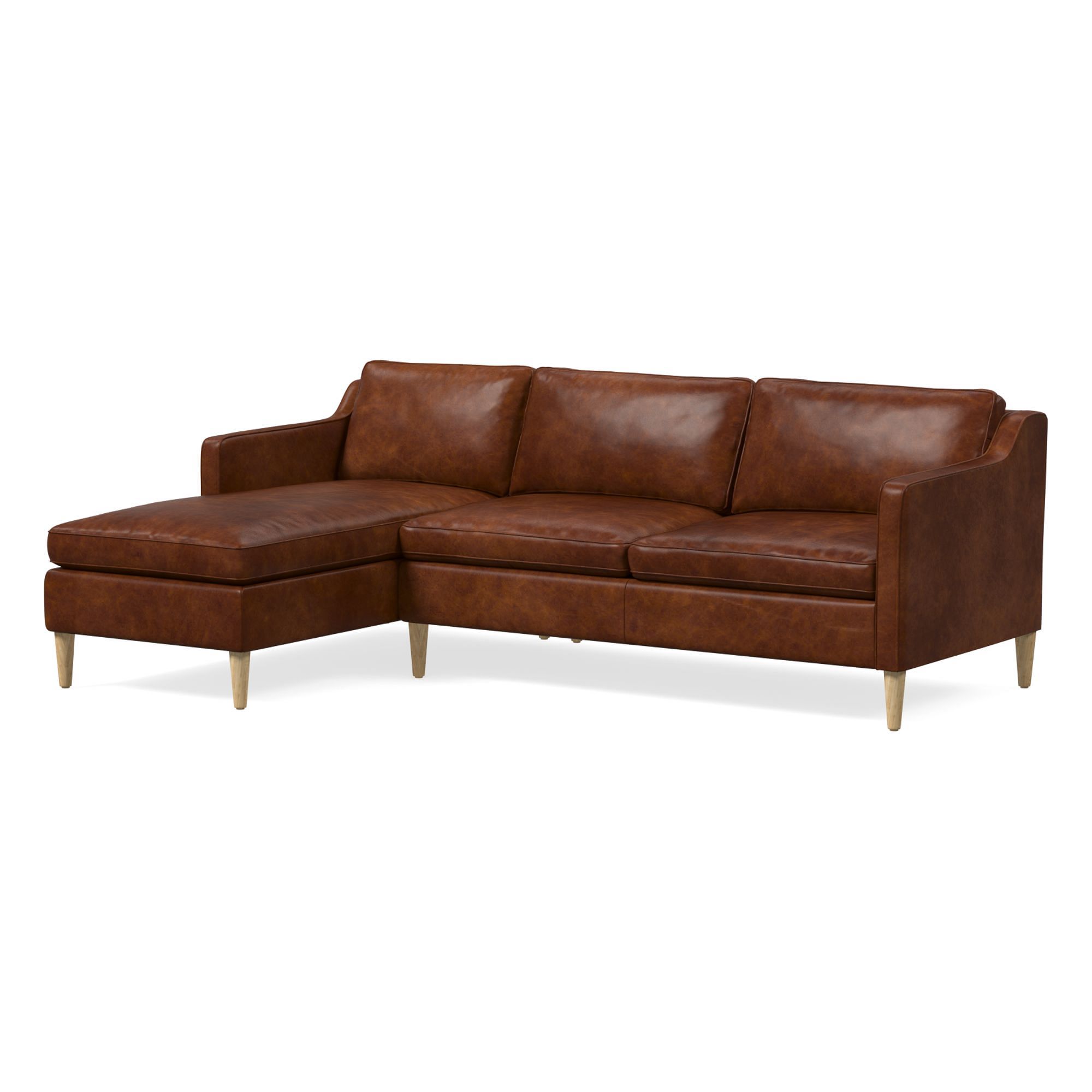 Hamilton Leather 2-Piece Chaise Sectional (83"–93") | West Elm