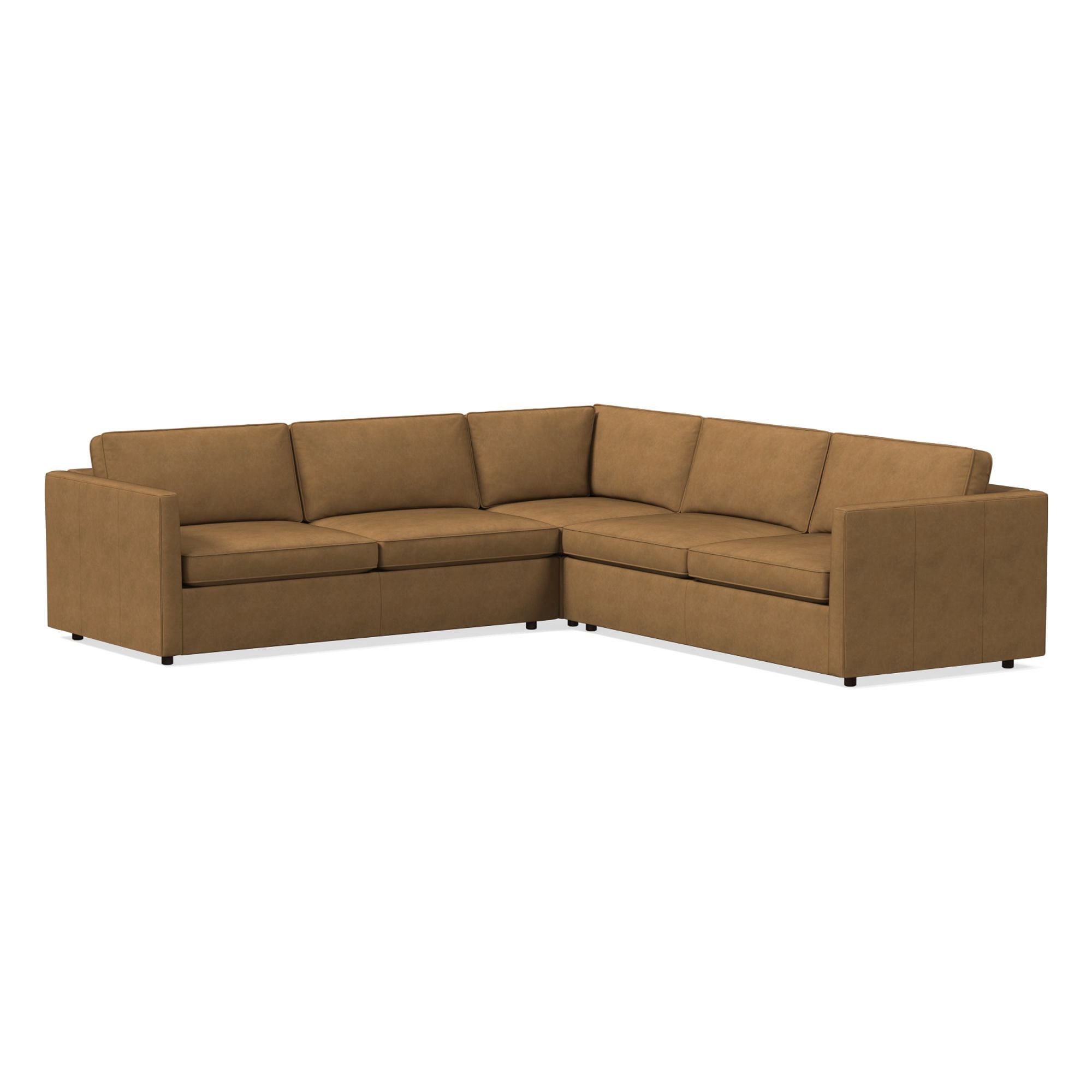 Harris Leather 3-Piece L-Shaped Sectional (105"–115") | West Elm