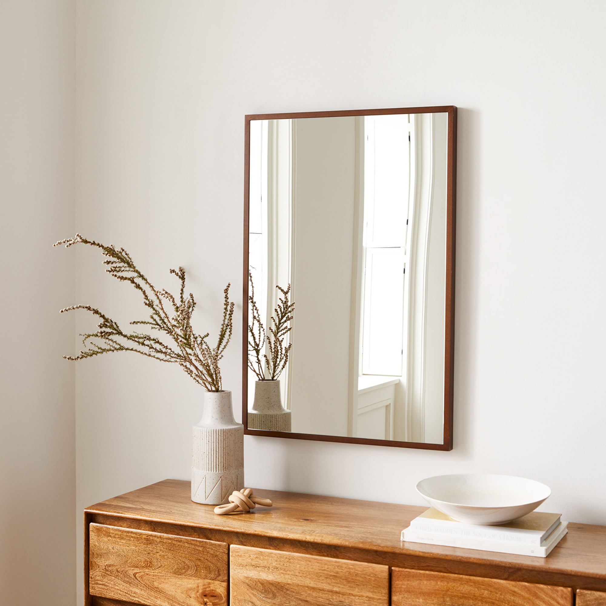 Thin Wood Rectangle Wall Mirror | West Elm