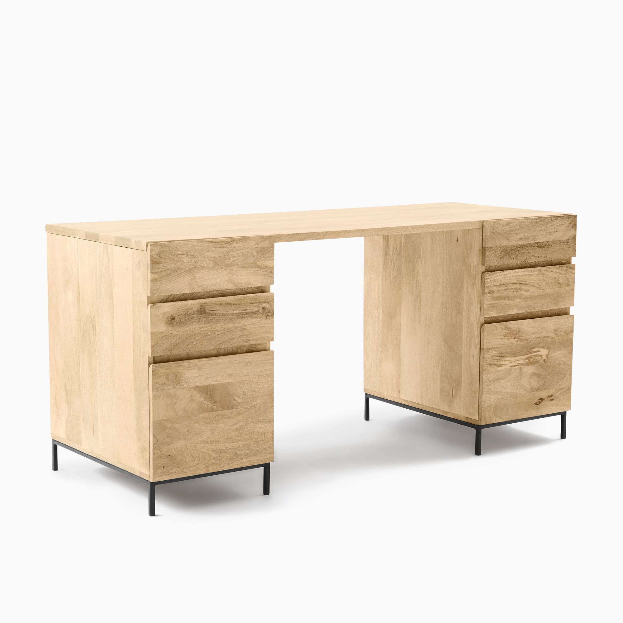 Industrial Modular Desk w/ 2 File Cabinets (64") | West Elm