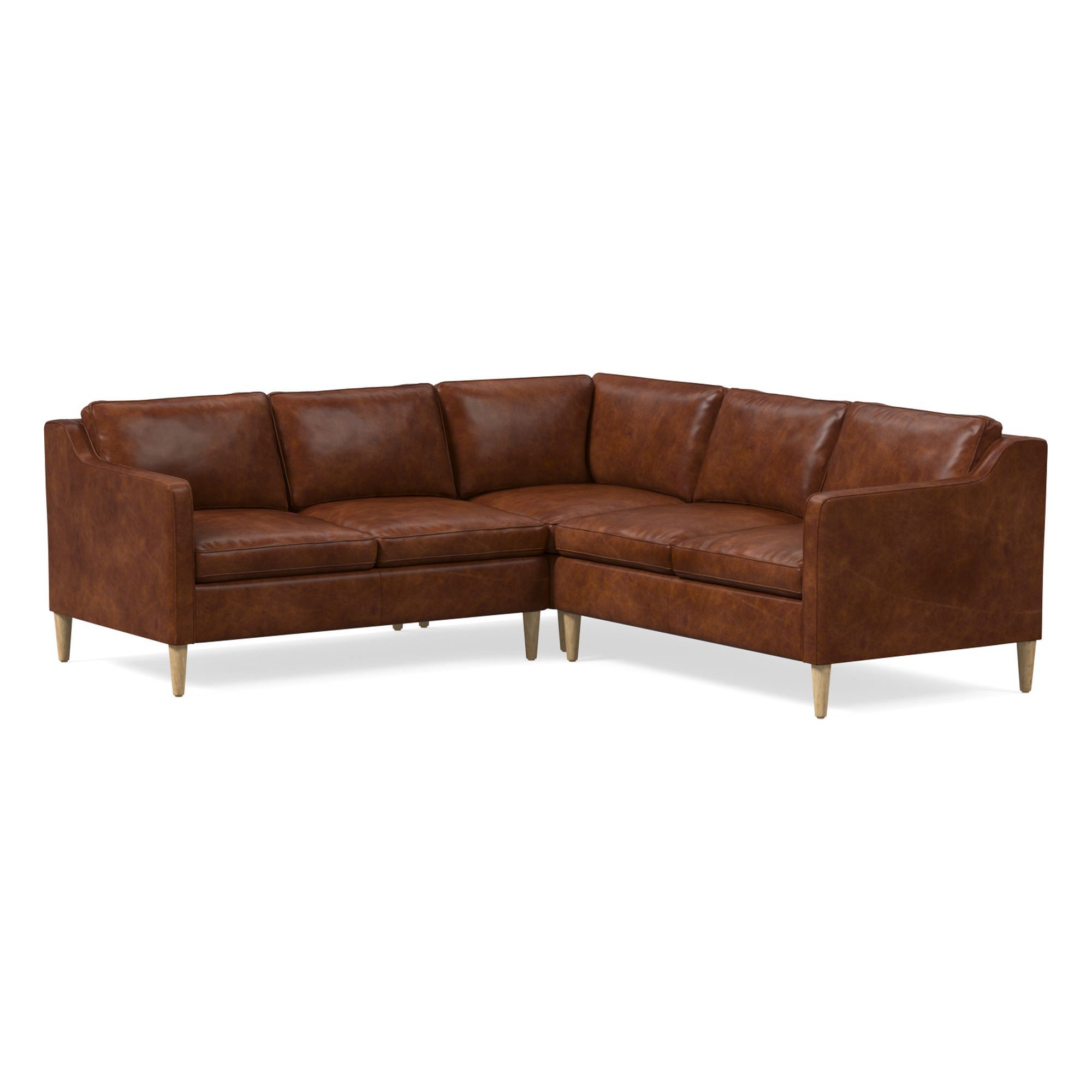 Hamilton Leather 3-Piece L-Shaped Sectional (88"–98") | West Elm