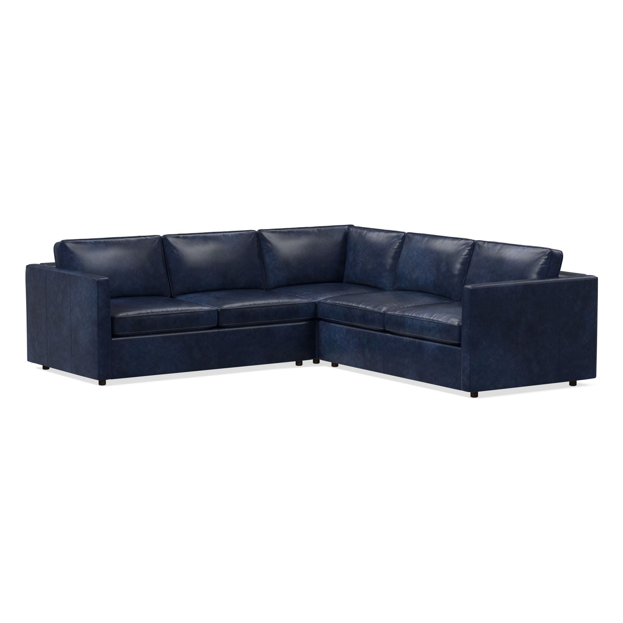 Harris Leather 3-Piece L-Shaped Sectional (105"–115") | West Elm