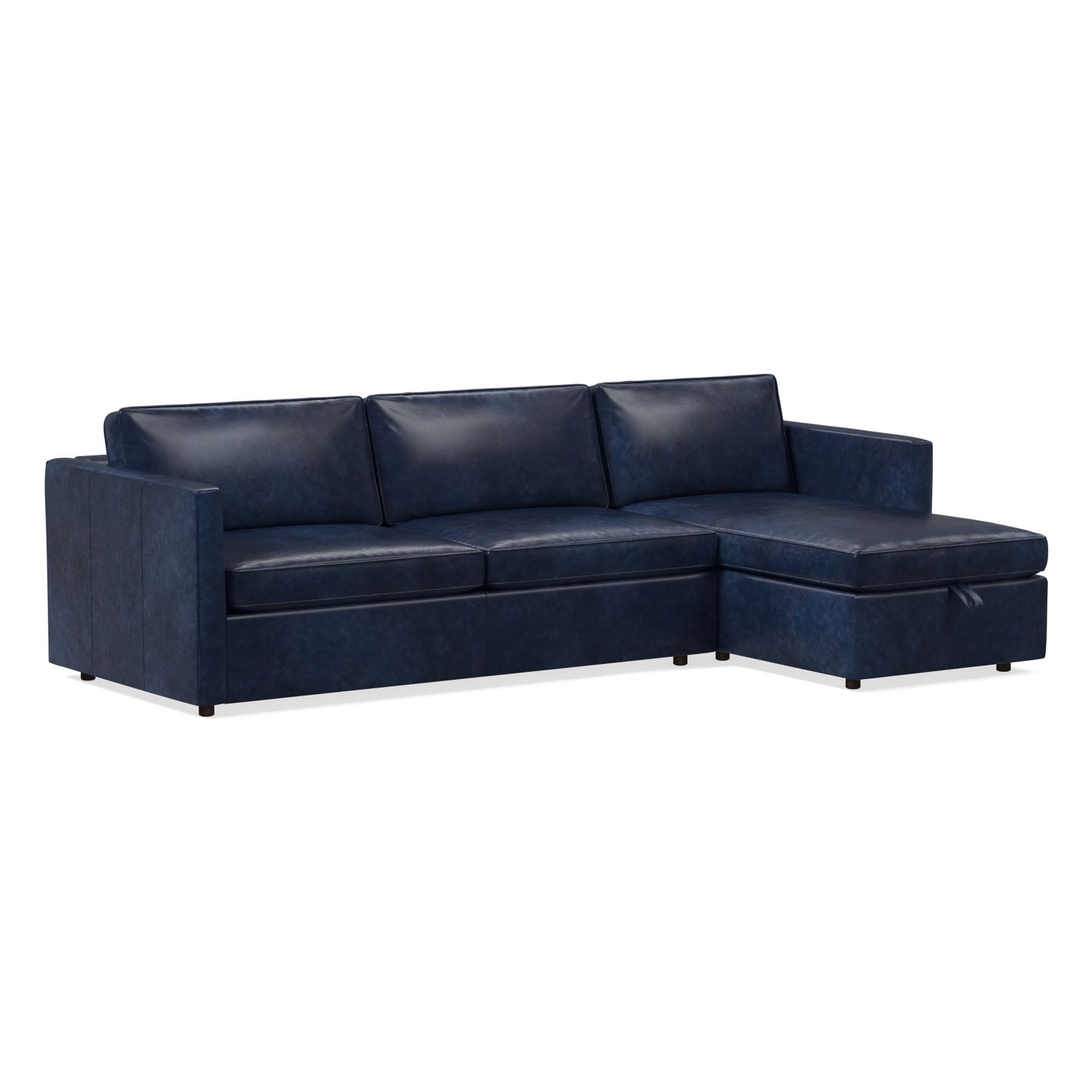 Harris Leather 2-Piece Sleeper Sectional w/ Storage Chaise (108") | West Elm