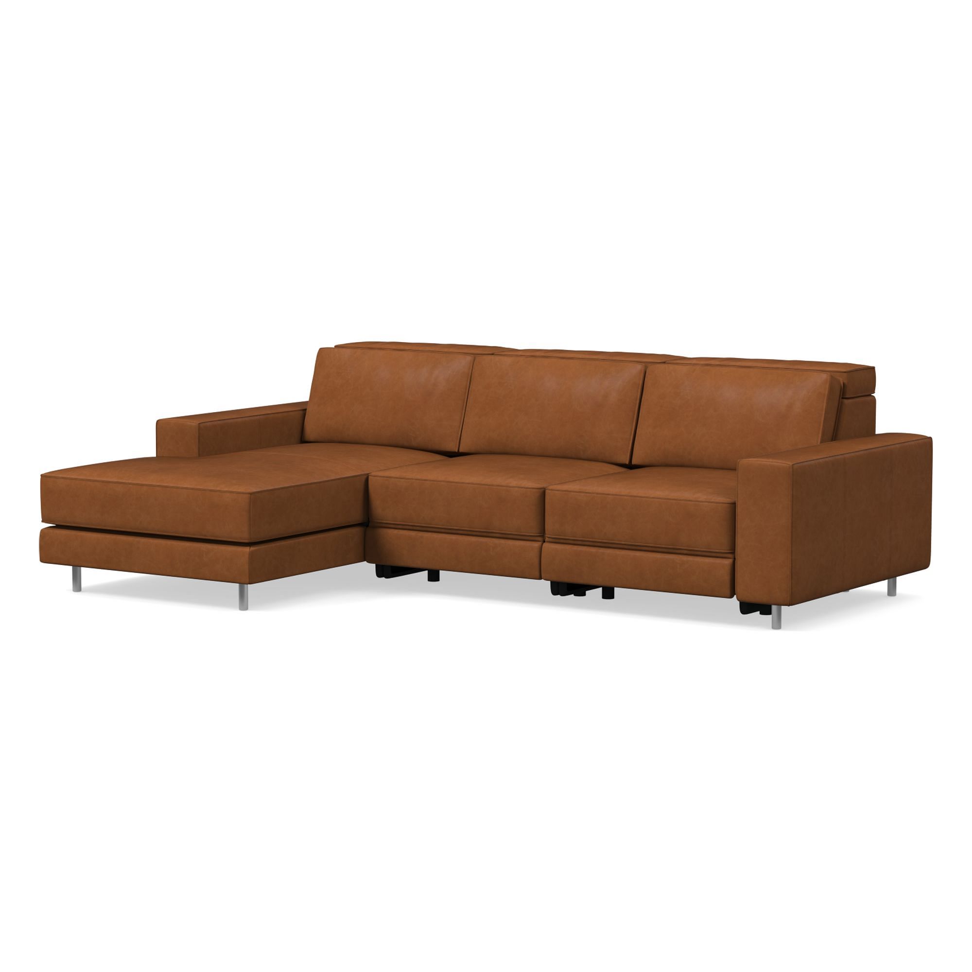 Axel Motion Leather 3 Piece Reclining Chaise Sectional | Sofa With West Elm