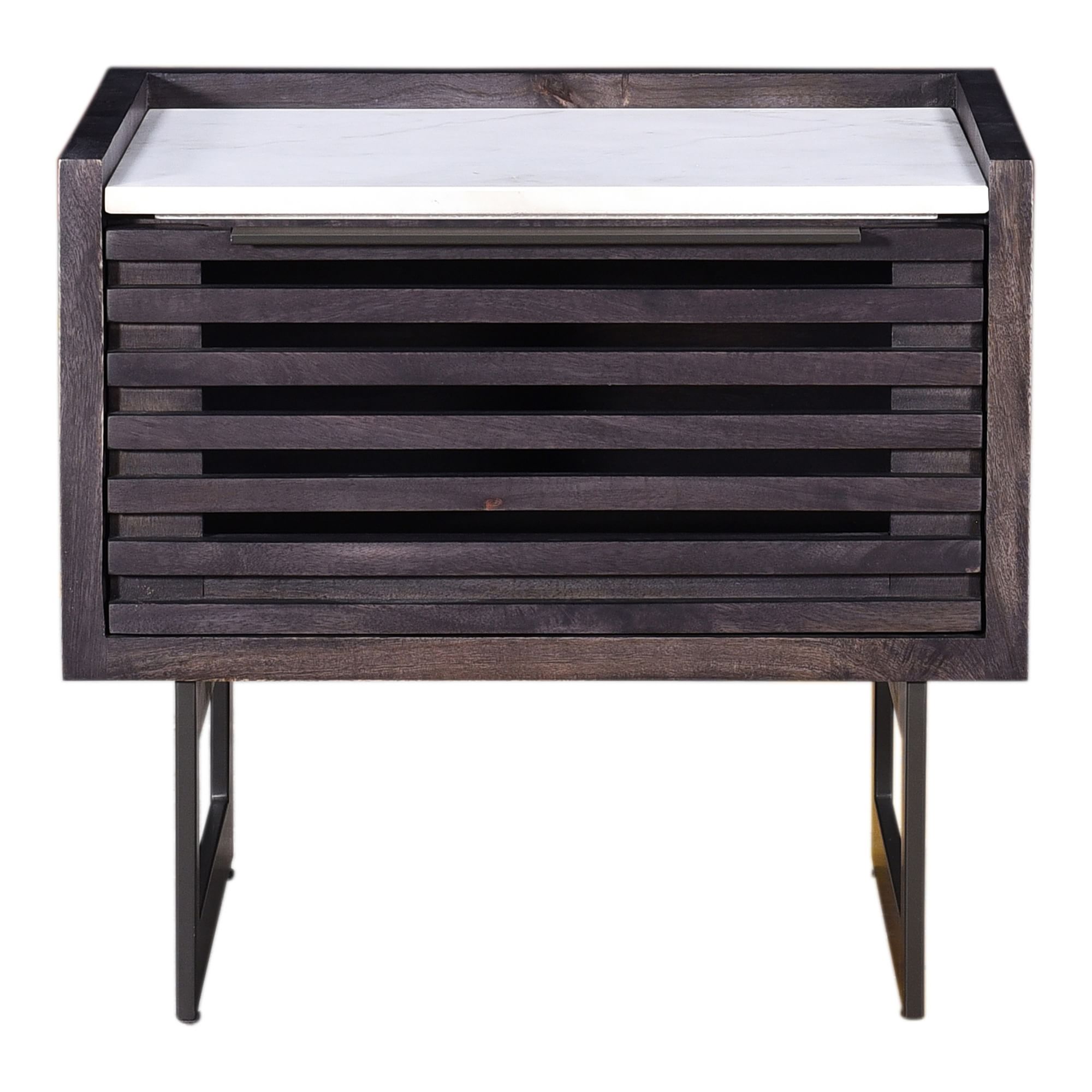 Nagle Cutout Mango Wood & Marble Nightstand | West Elm