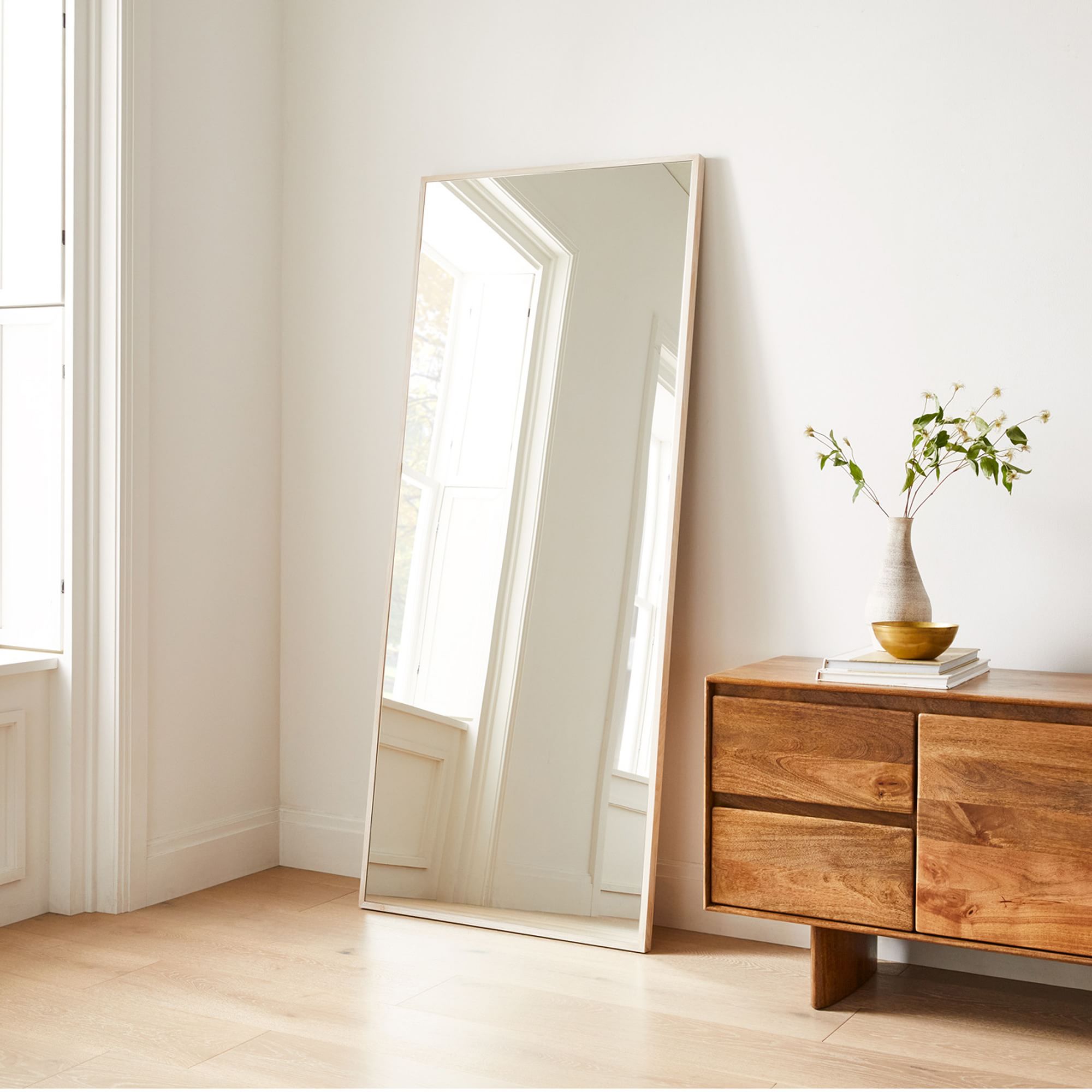 Thin Wood Floor Mirror | West Elm