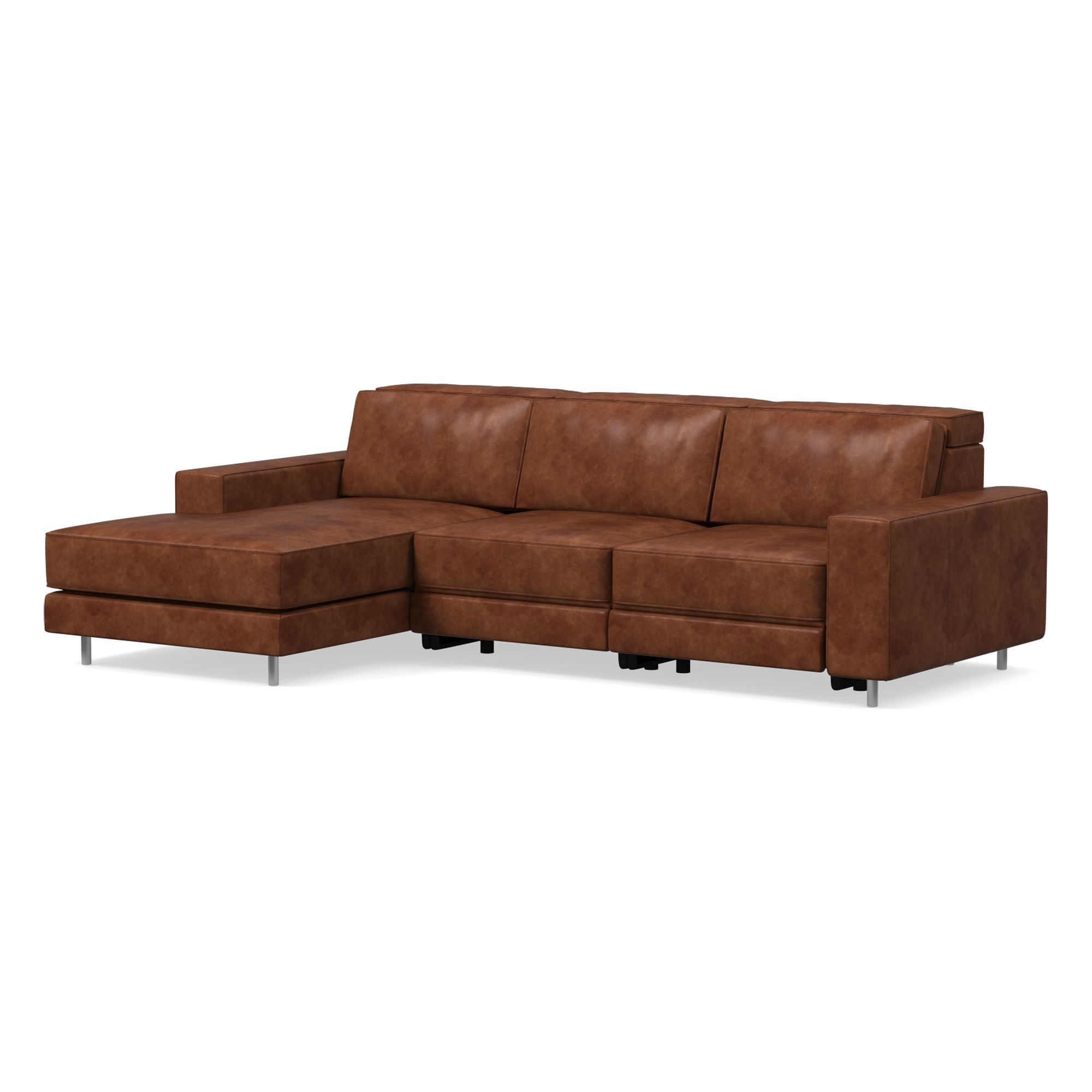 Axel Motion Leather 3 Piece Reclining Chaise Sectional | Sofa With West Elm