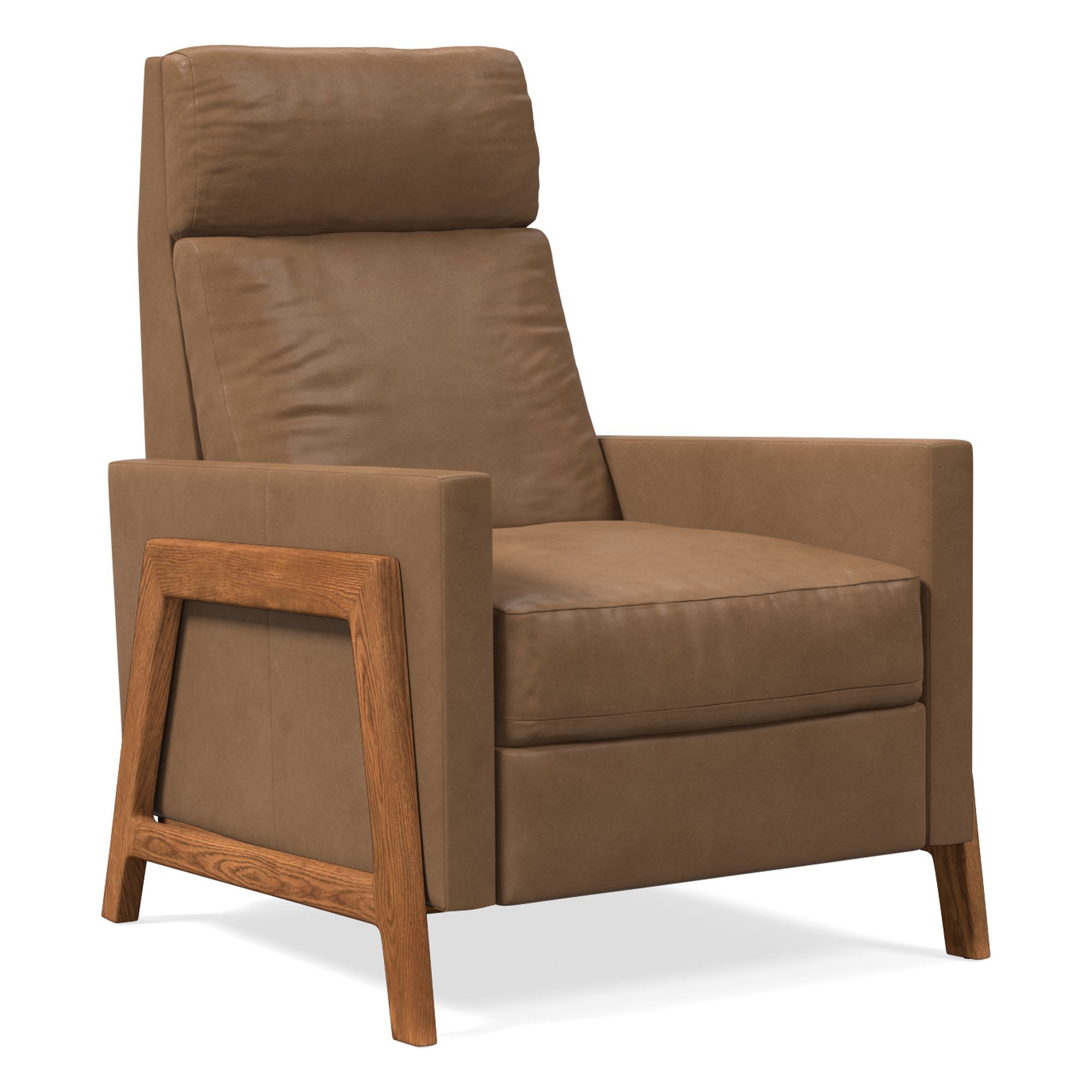 Spencer Wood-Framed Leather Recliner | West Elm