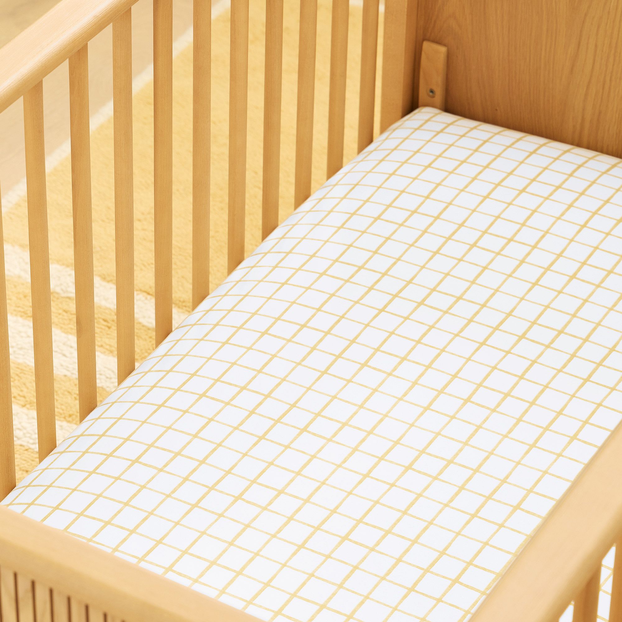 Organic Painterly Grid Crib Fitted Sheet | West Elm