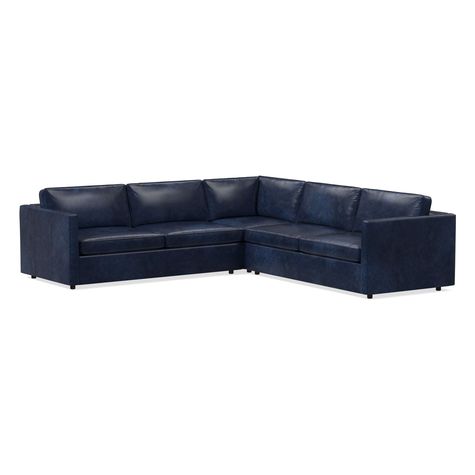 Harris Leather 3-Piece L-Shaped Sectional (105"–115") | West Elm